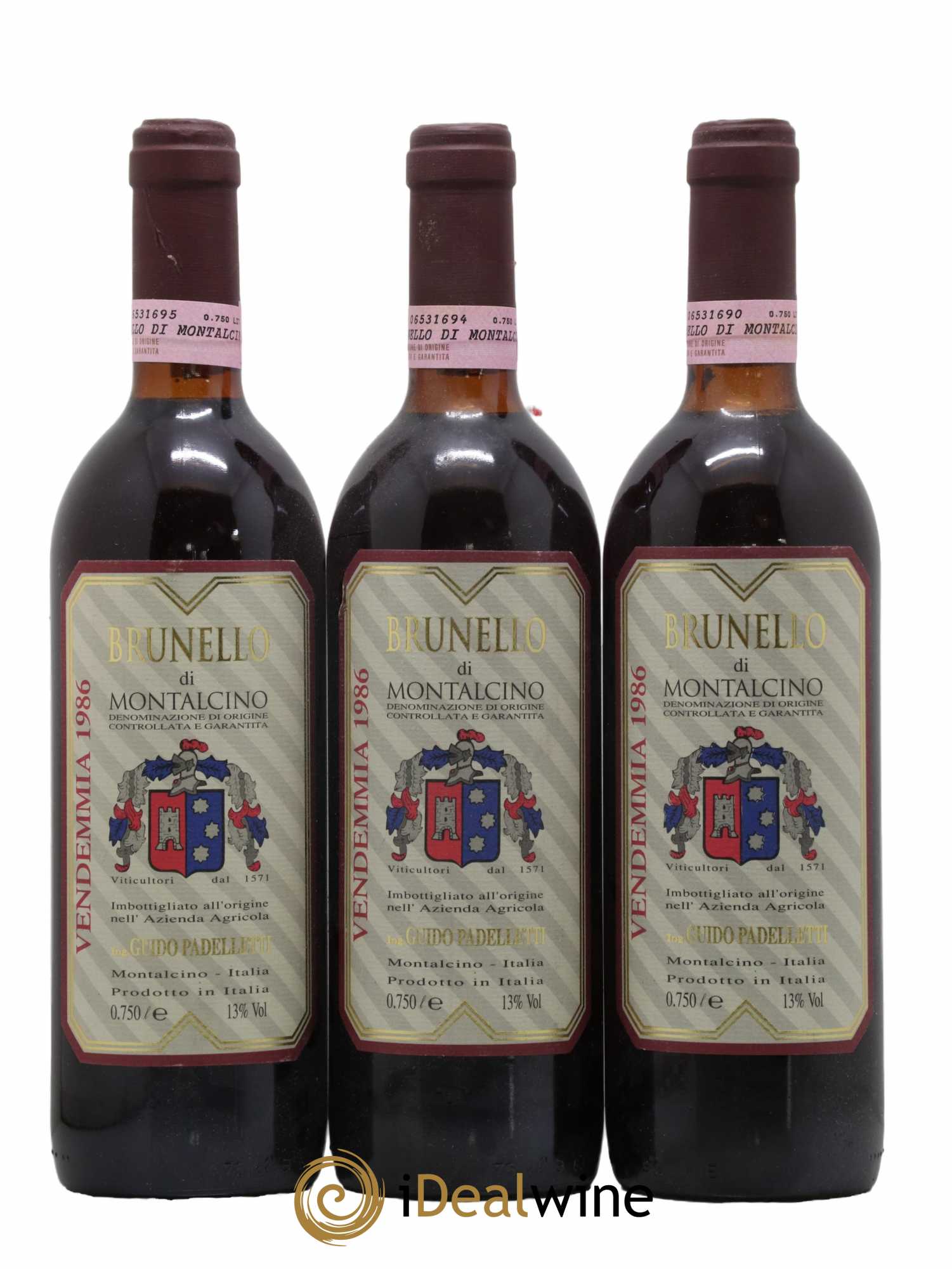 Brunello di Montalcino Padeletti 1986 - Lot de 3 bouteilles - 0