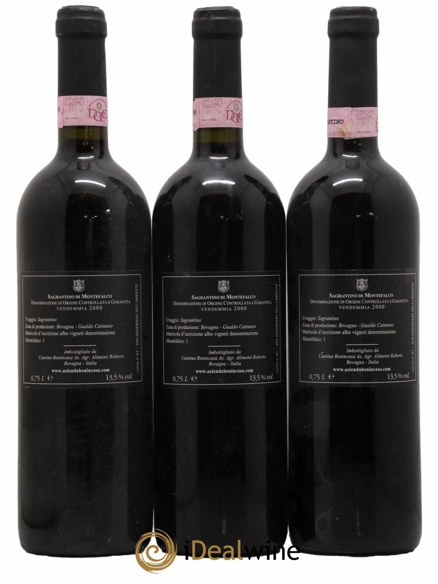 Italie Sagrantino di Montefalco Benincasa 2000 - Lot de 3 bouteilles - 1