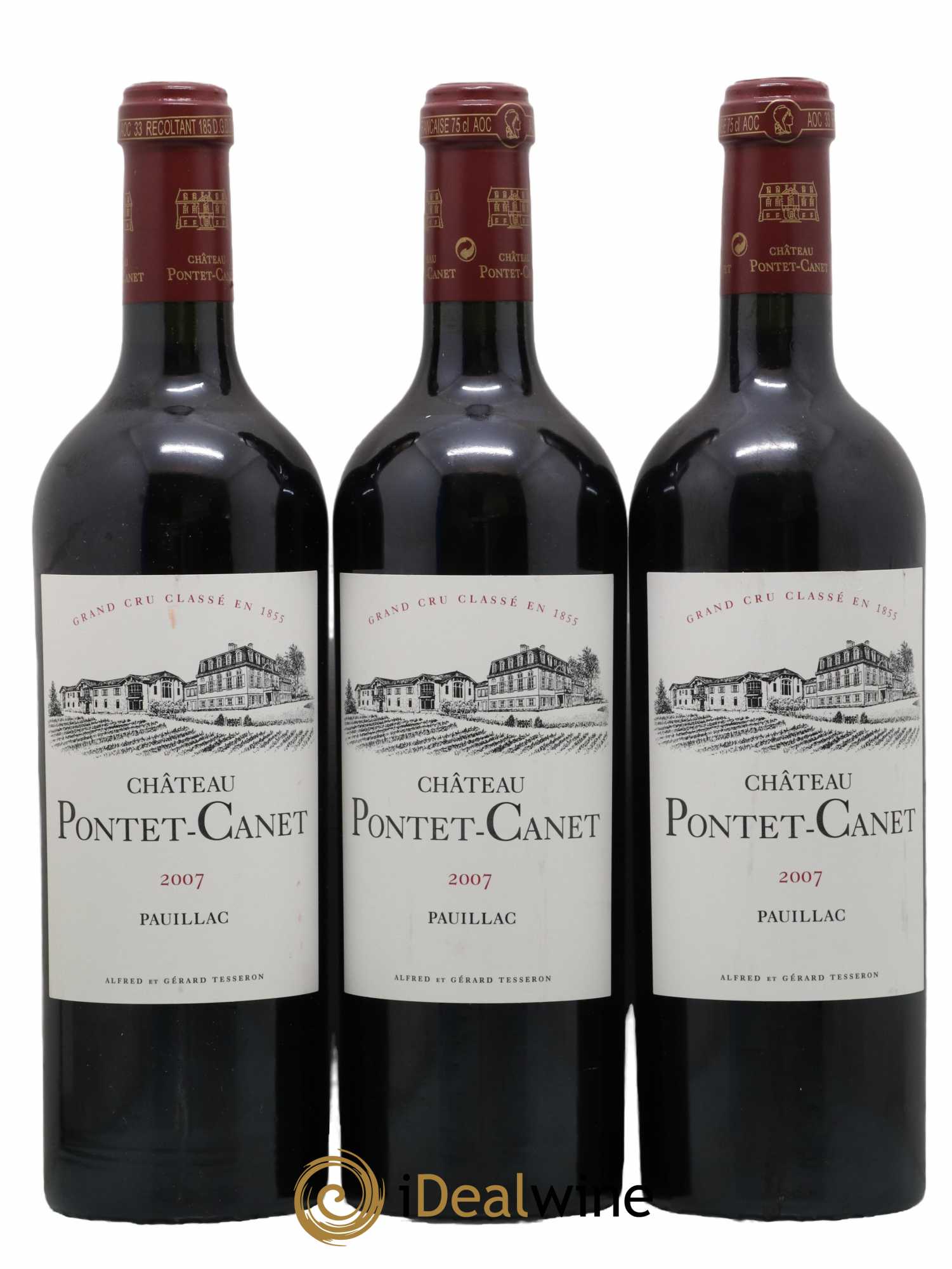 Château Pontet Canet 5ème Grand Cru Classé 2007 - Lot de 3 bouteilles - 0