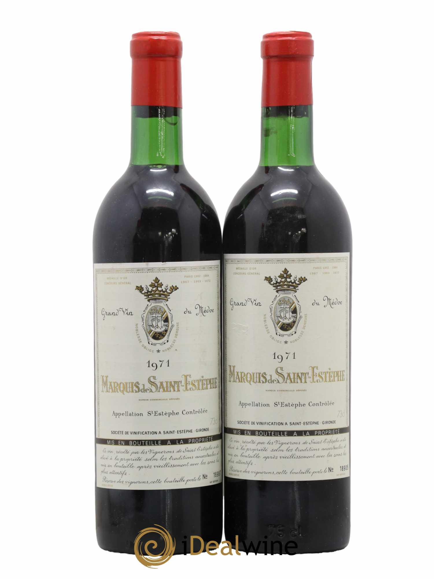 Marquis de Saint Estèphe 1971 - Lot de 2 bouteilles - 0