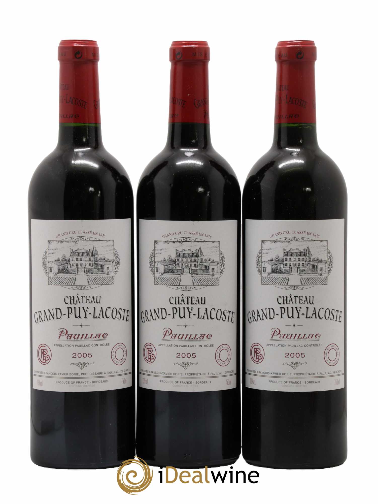 Château Grand Puy Lacoste 5ème Grand Cru Classé 2005 - Lot de 3 bouteilles - 0