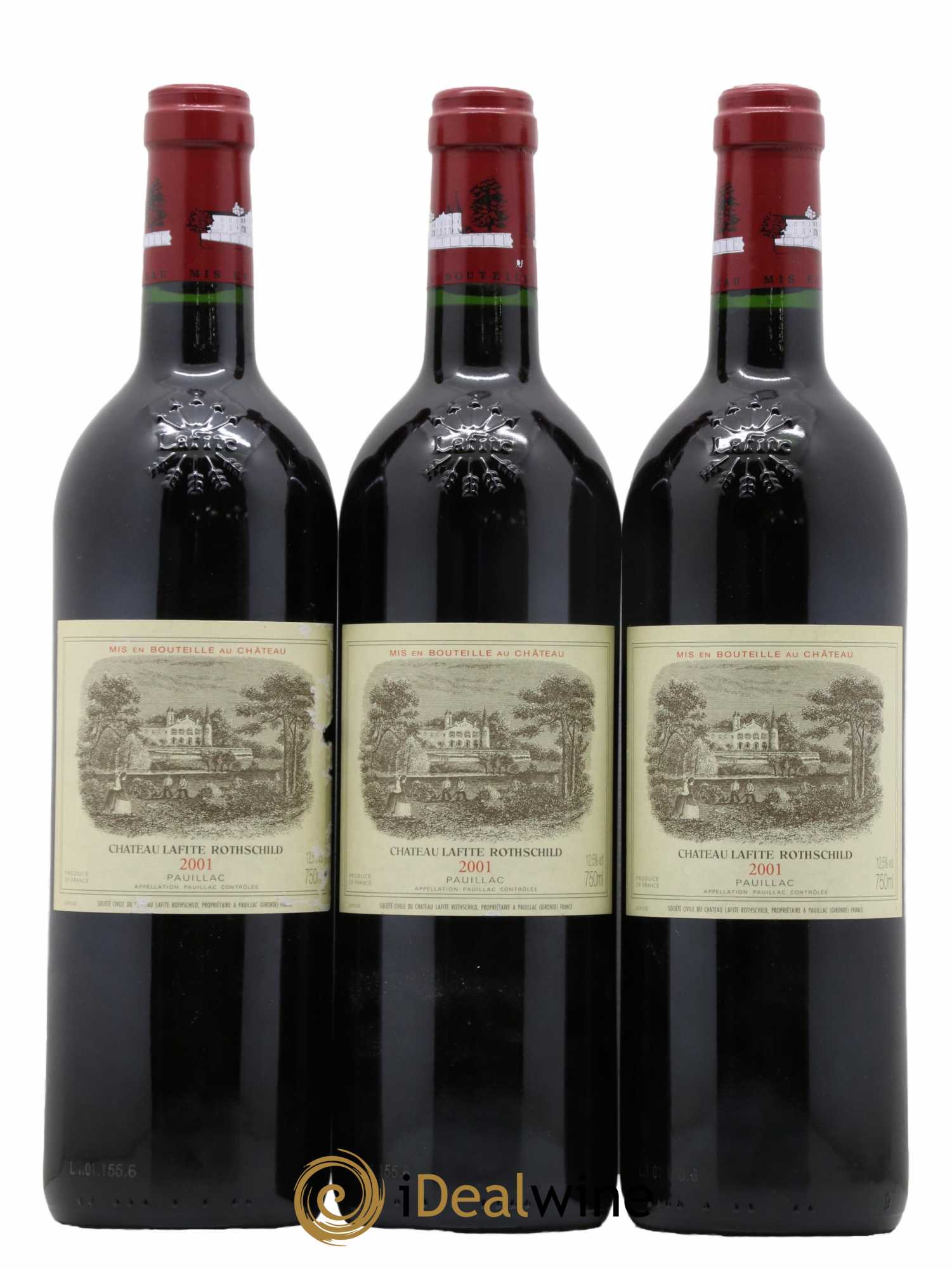 Château Lafite Rothschild 1er Grand Cru Classé 2001 - Lot de 3 bouteilles - 0