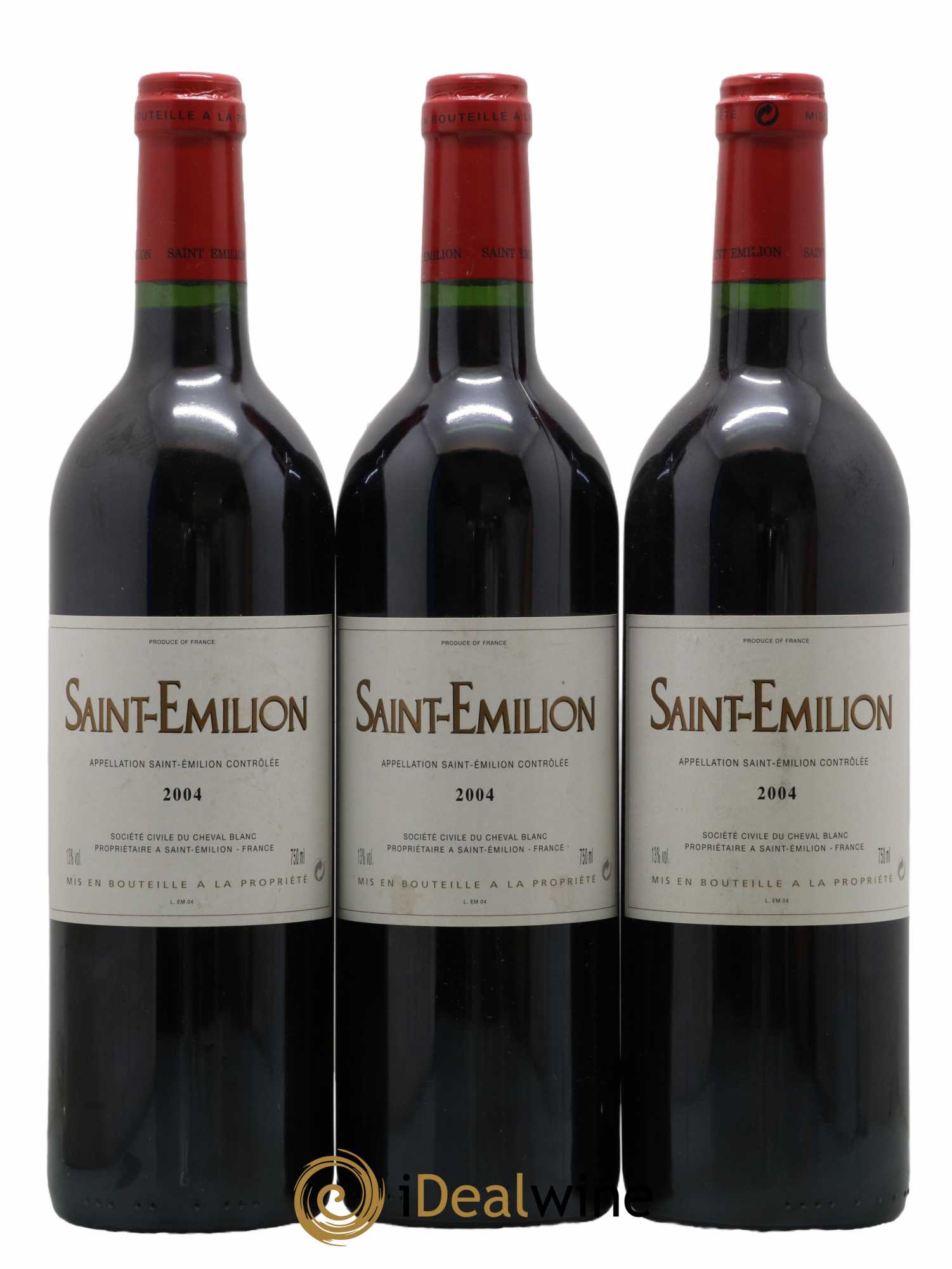 Saint-Émilion Société civile du Cheval Blanc 2004 - Lot de 3 bouteilles - 0