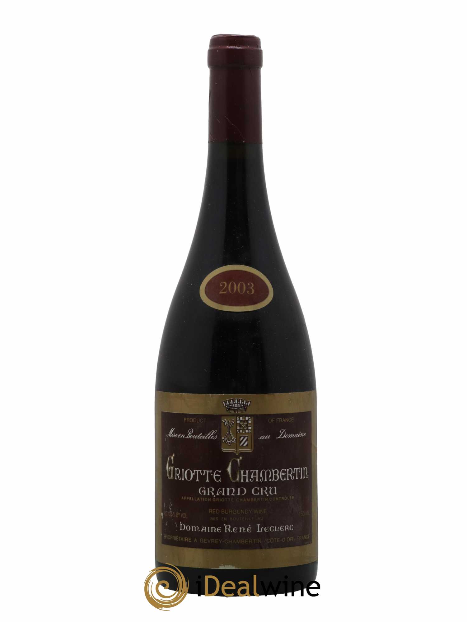 Griotte-Chambertin Grand Cru René Leclerc 2003 - Lot de 1 bouteille - 0