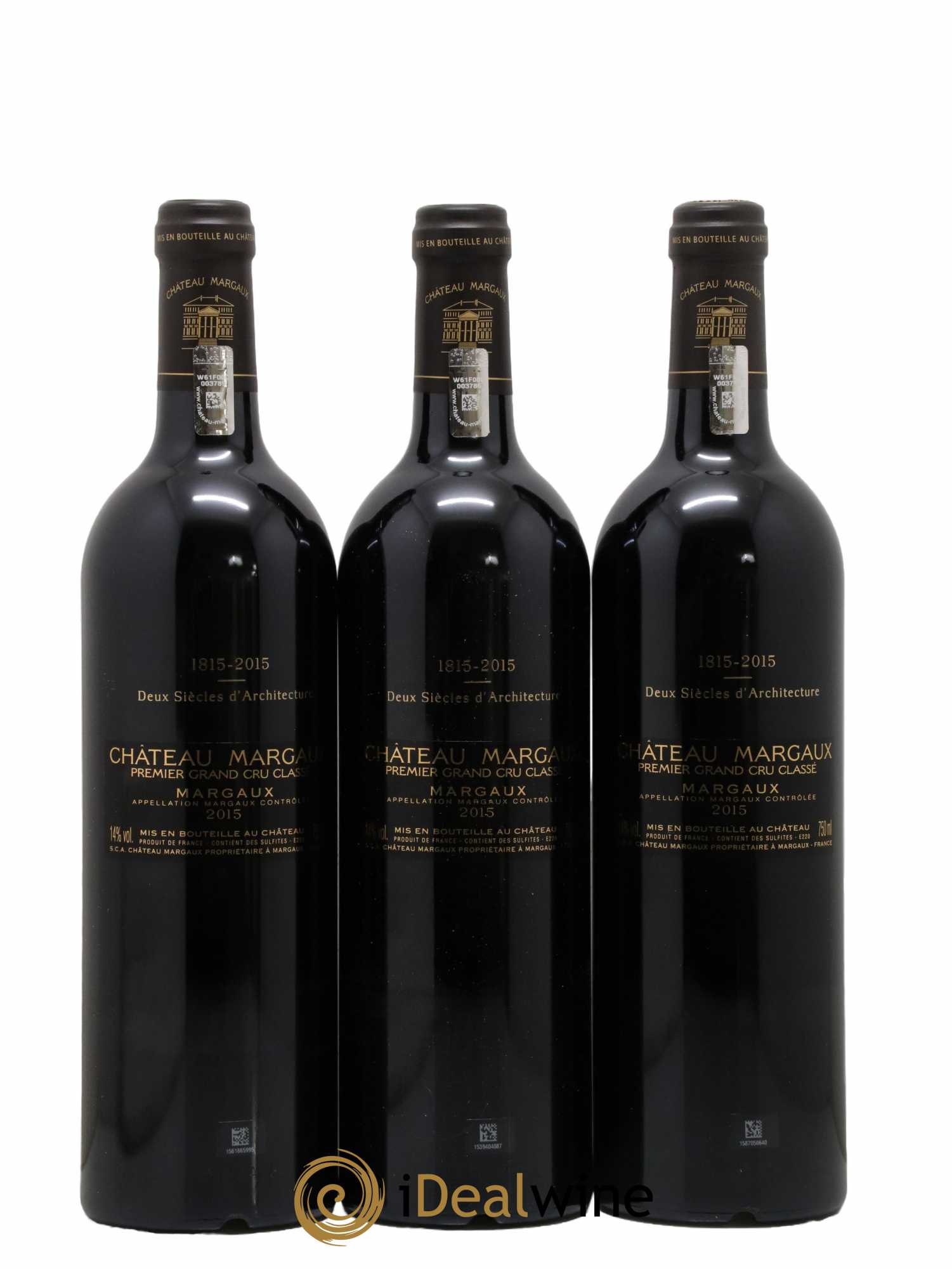 Château Margaux 1er Grand Cru Classé 2015 - Lot de 3 bouteilles - 1