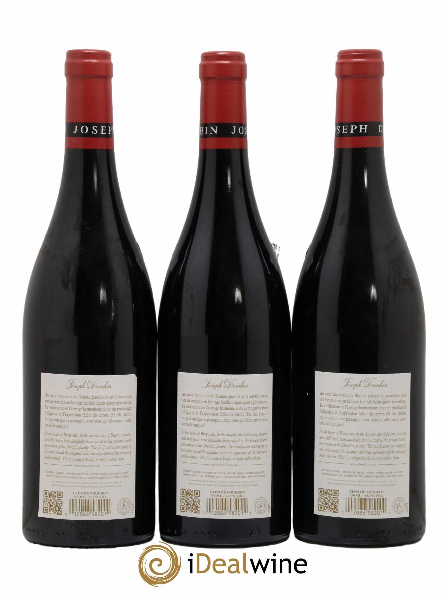 Clos de Vougeot Grand Cru Joseph Drouhin 2018 - Lot de 3 bouteilles - 1