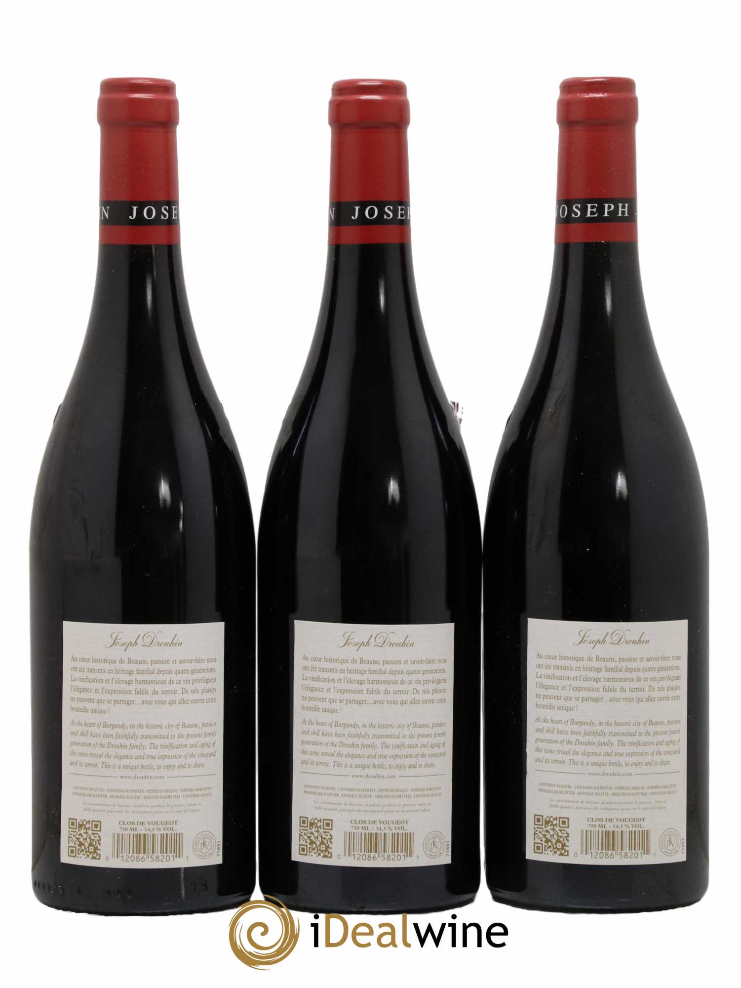 Clos de Vougeot Grand Cru Joseph Drouhin 2018 - Lot de 3 bouteilles - 1
