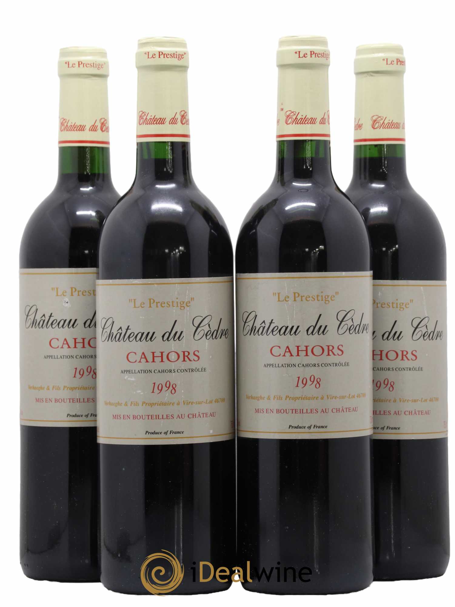 Cahors Château du Cèdre Pascal et Jean-Marc Verhaeghe Le Prestige 1998 - Lot de 4 bouteilles - 0
