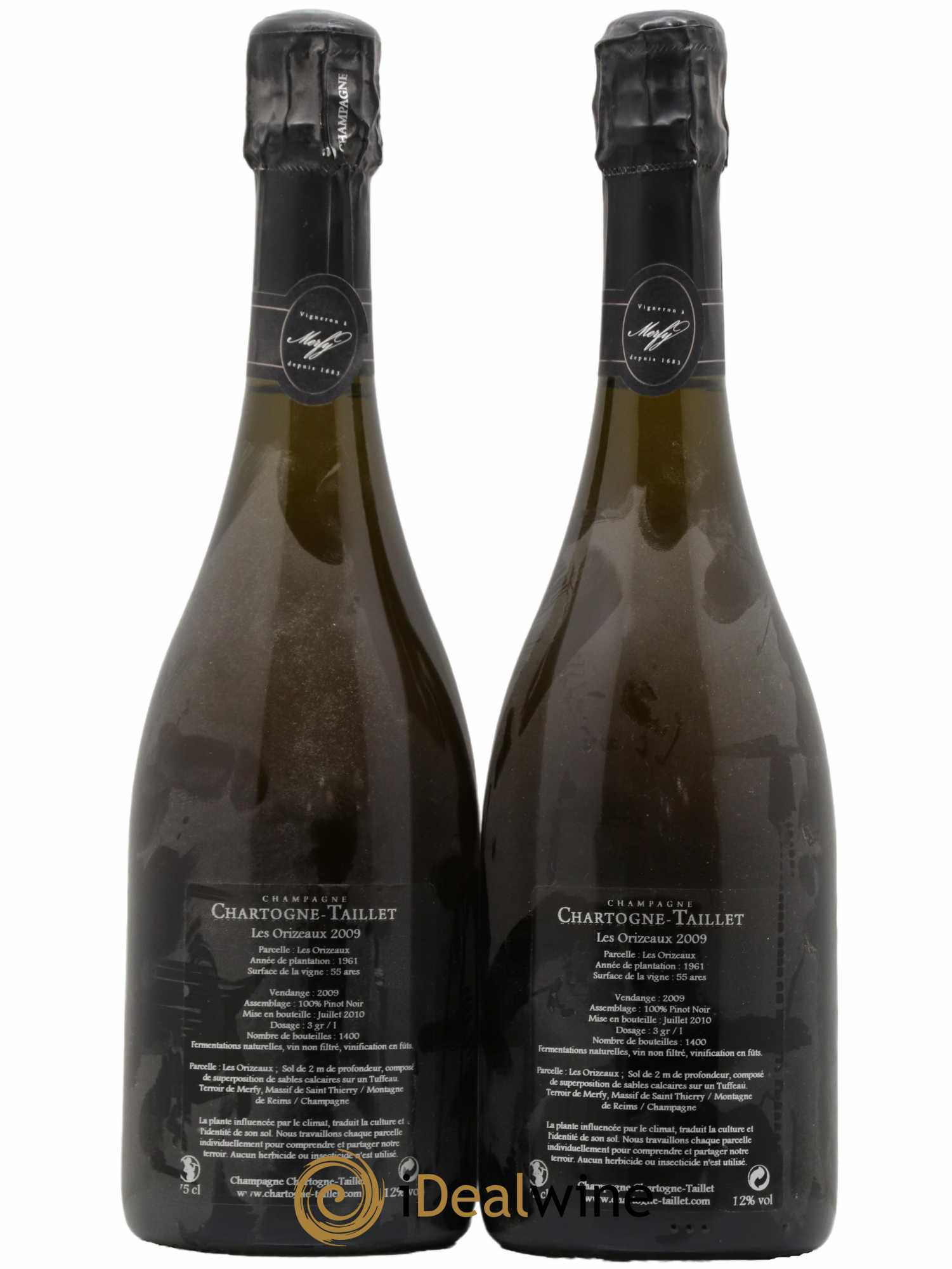 Les Orizeaux Chartogne-Taillet 2009 - Lot de 2 bouteilles - 1