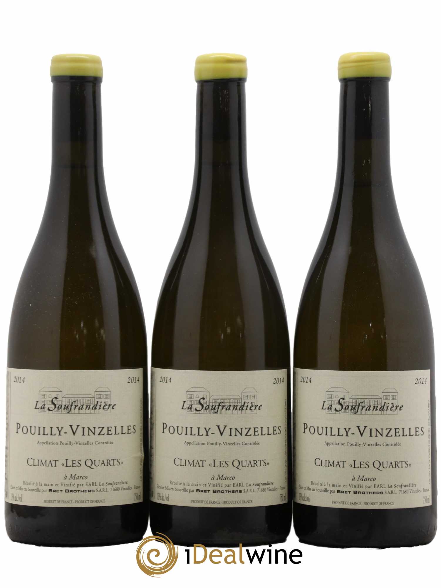 Pouilly-Vinzelles Les Quarts La Soufrandière - Bret Brothers 2014 - Lot de 3 bouteilles - 0