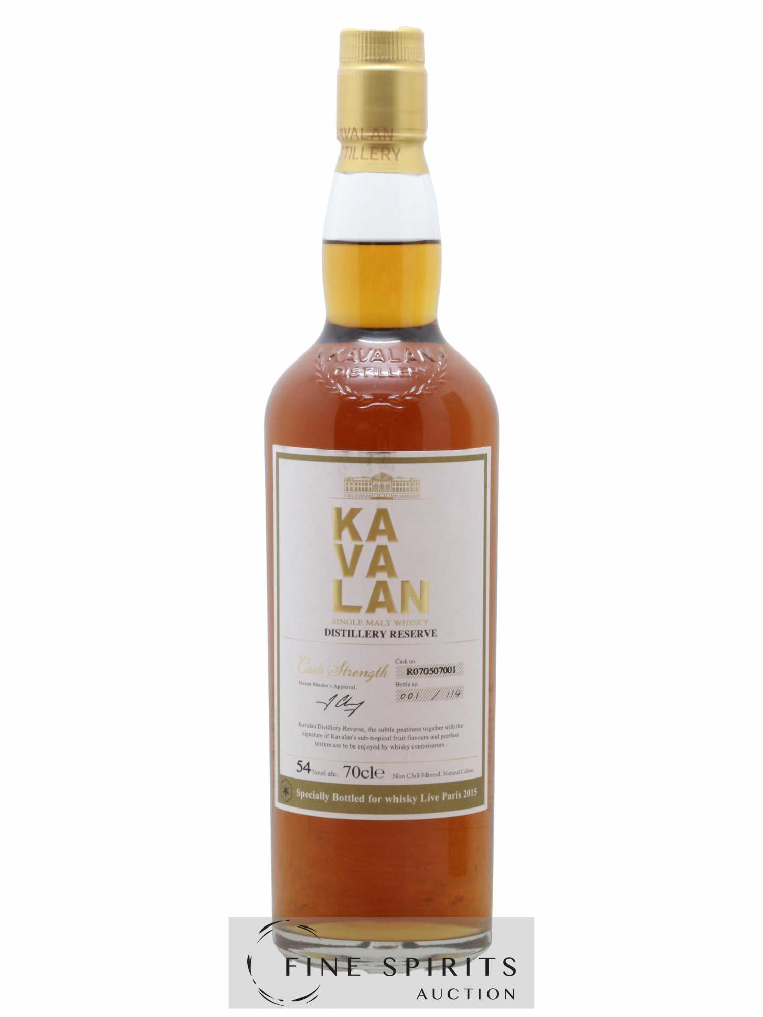 Kavalan Of. Distillery Reserve n°R070507001 - One of 114 - bottled 2015 Whisky Live Paris 2015 Cask Str - Lot de 1 bouteille - 1