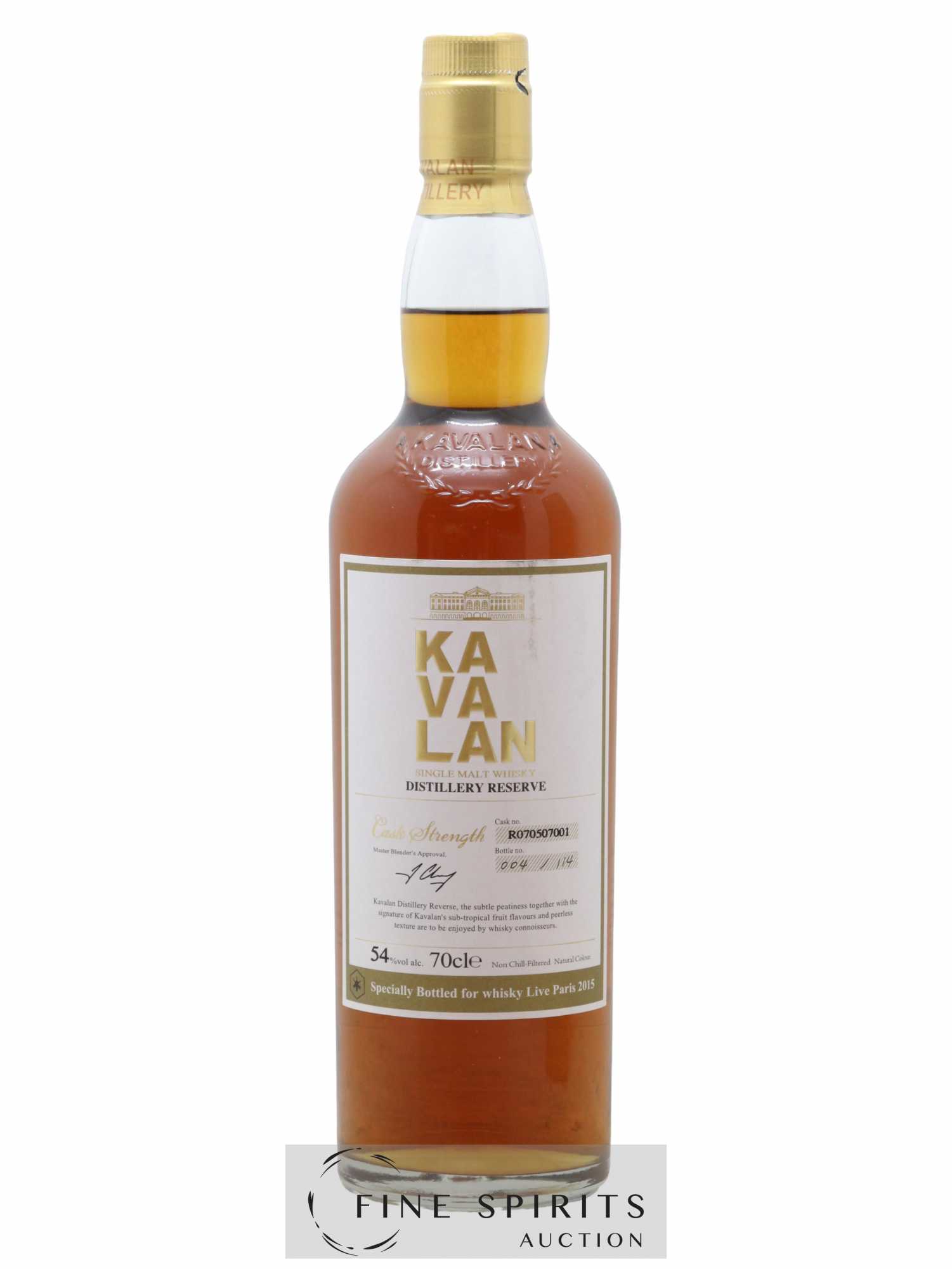 Kavalan Of. Distillery Reserve n°R070507001 - One of 114 - bottled 2015 Whisky Live Paris 2015 Cask Str - Lot de 1 bouteille - 1