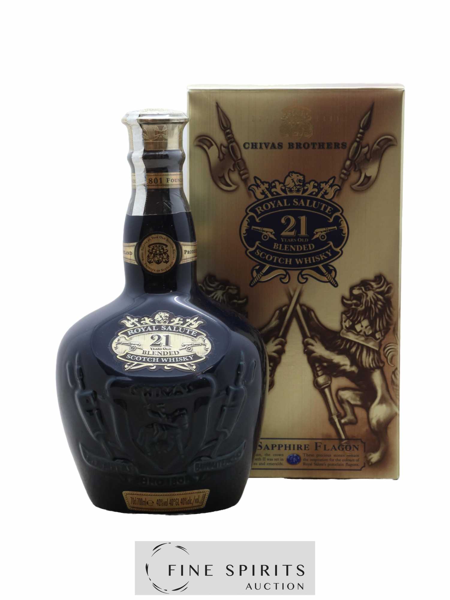 Chivas 21 years Of. Royal Salute Blue Ceramic - Lot de 1 bouteille - 0