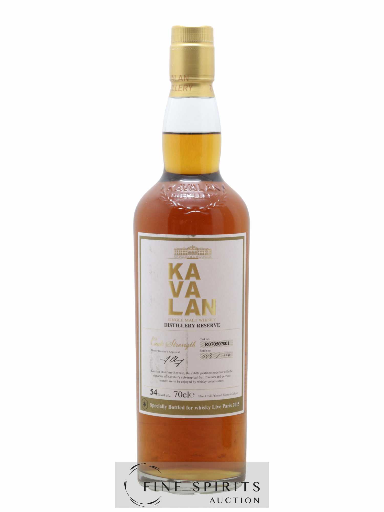 Kavalan Of. Distillery Reserve n°R070507001 - One of 114 - bottled 2015 Whisky Live Paris 2015 Cask Str - Lot de 1 bouteille - 1