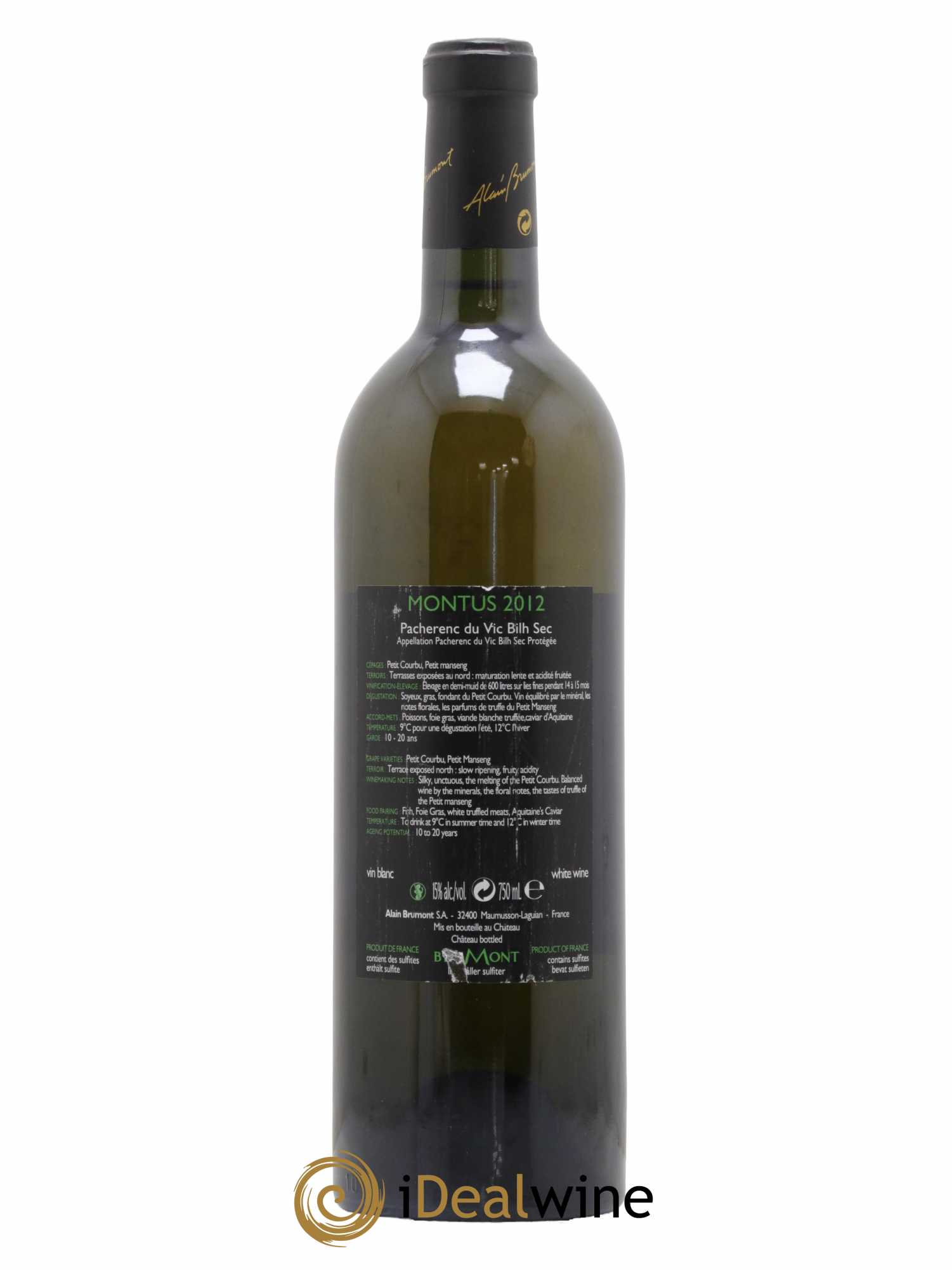 Pacherenc du Vic-Bilh Château Montus Alain Brumont 2012 - Lot de 1 bouteille - 1