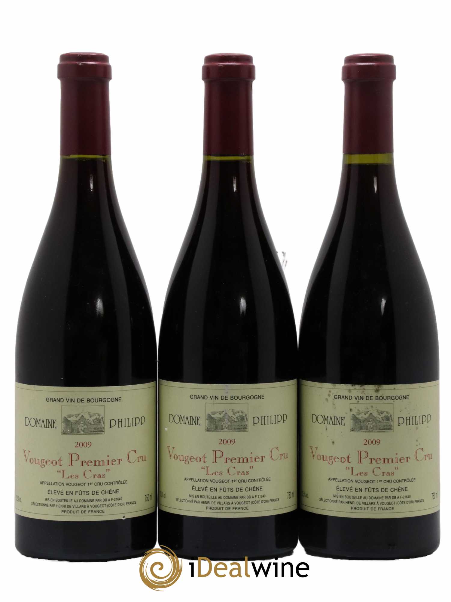 Vougeot 1er Cru Les Cras Domaine Philipp 2009 - Lot de 3 bouteilles - 0