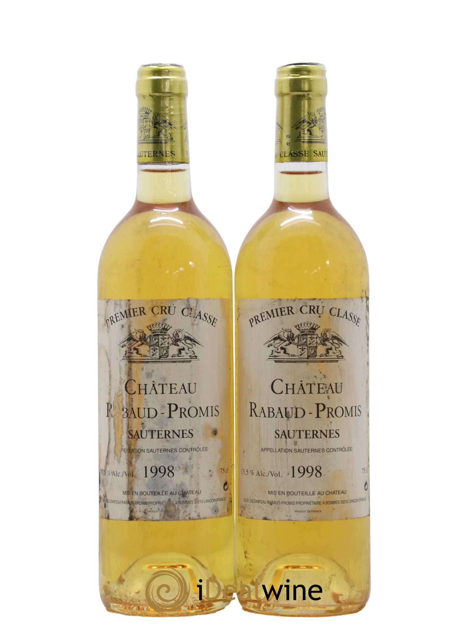 Château Rabaud Promis 1er Grand Cru Classé (senza prezzo di riserva) 1998 - Lotto di 2 bottiglie - 0