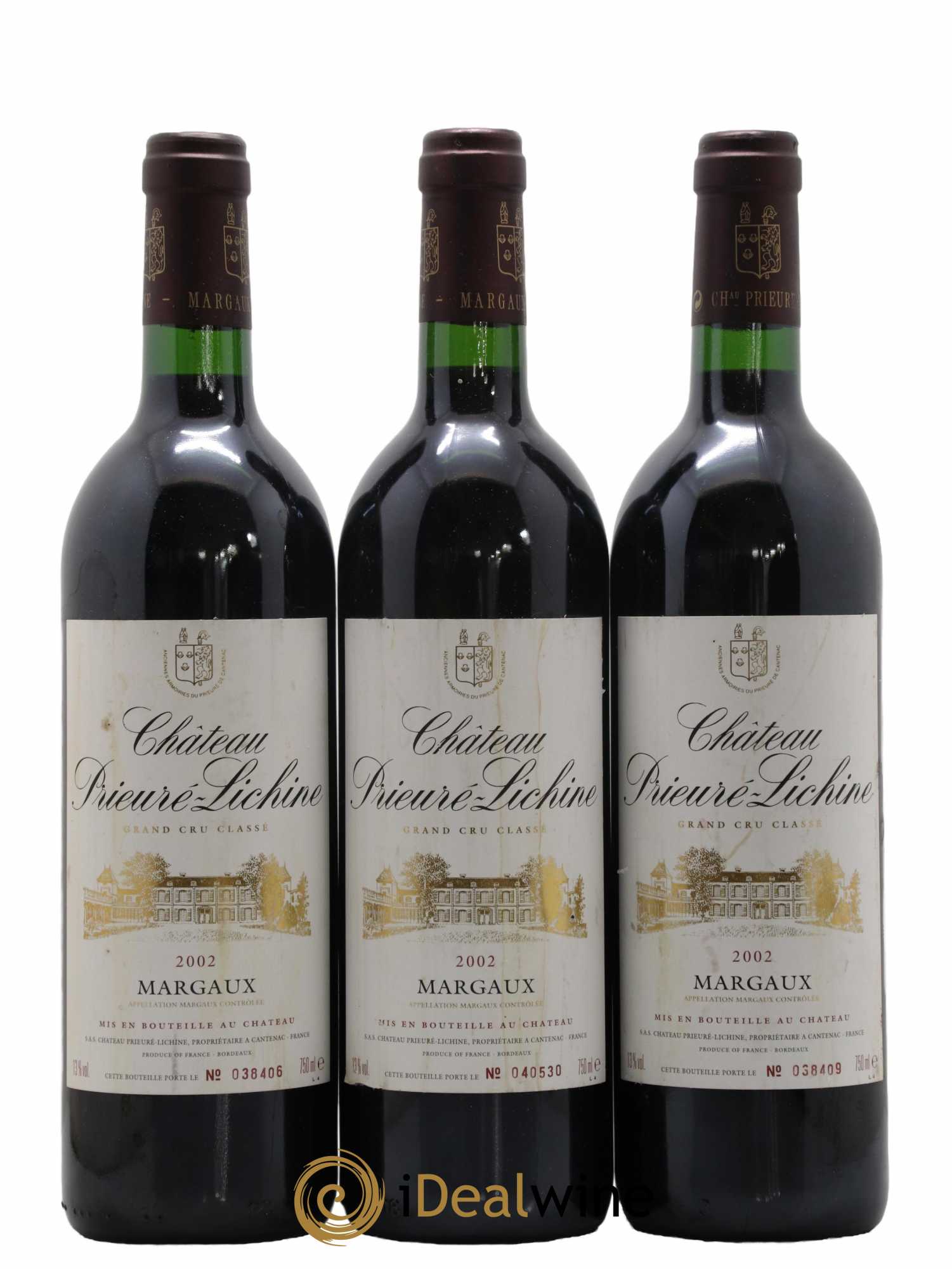 Château Prieuré Lichine 4ème Grand Cru Classé 2002 - Lot of 3 bottles - 0