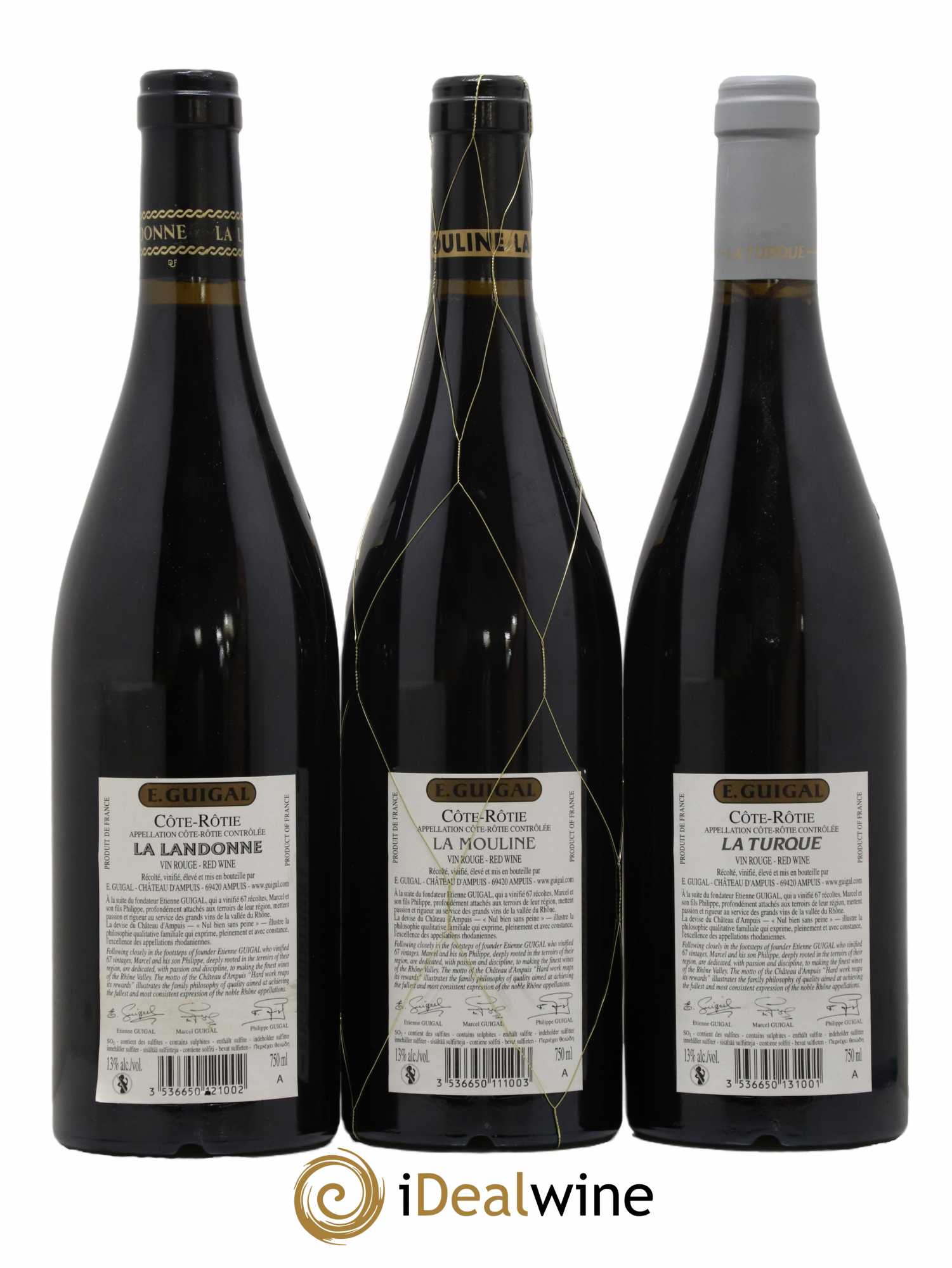 Côte-Rôtie Guigal Trilogie La Turque - La Landonne - La Mouline 2009 - Lot of 3 bottles - 1