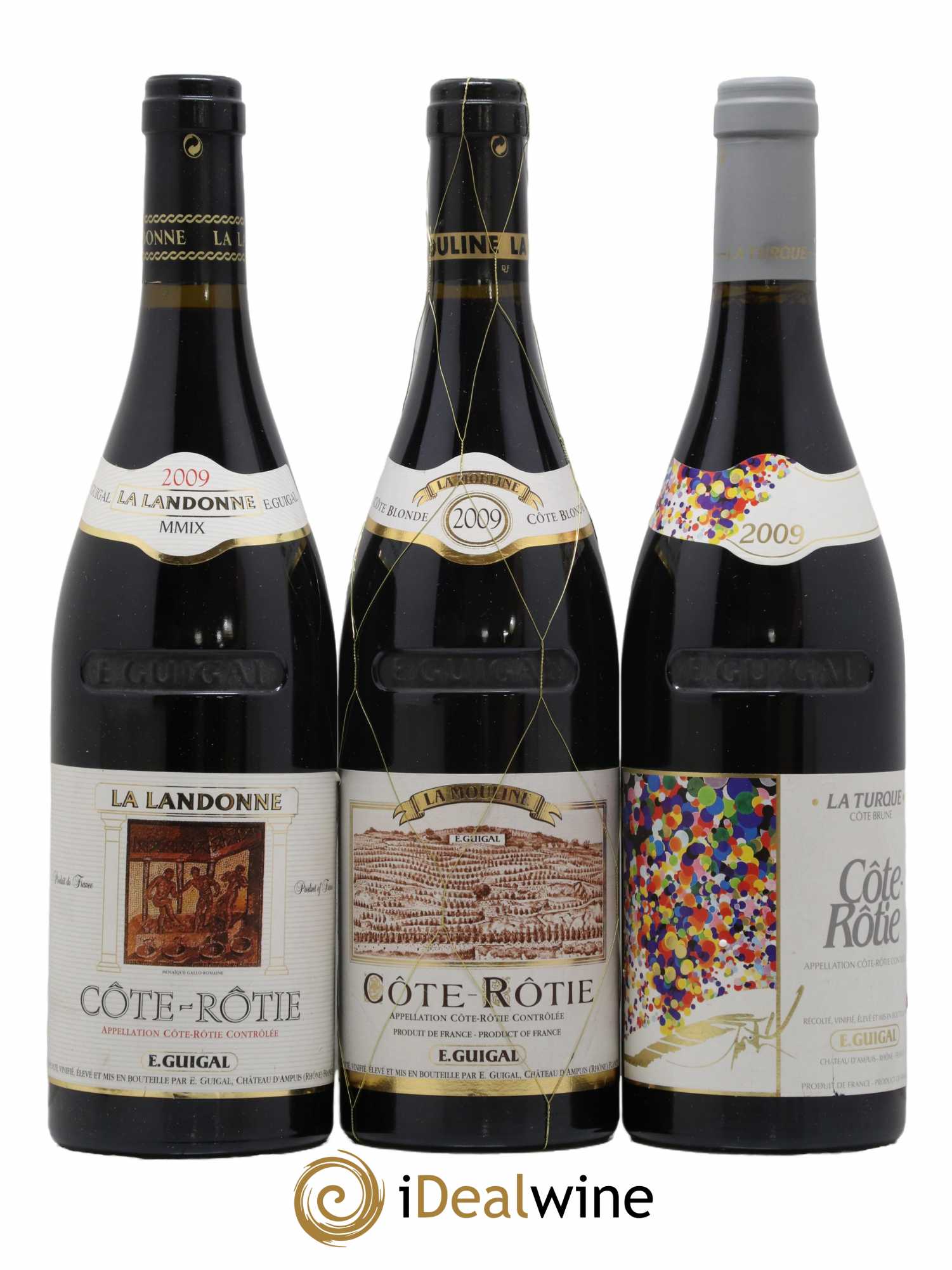 Côte-Rôtie Guigal Trilogie La Turque - La Landonne - La Mouline 2009 - Lot of 3 bottles - 0