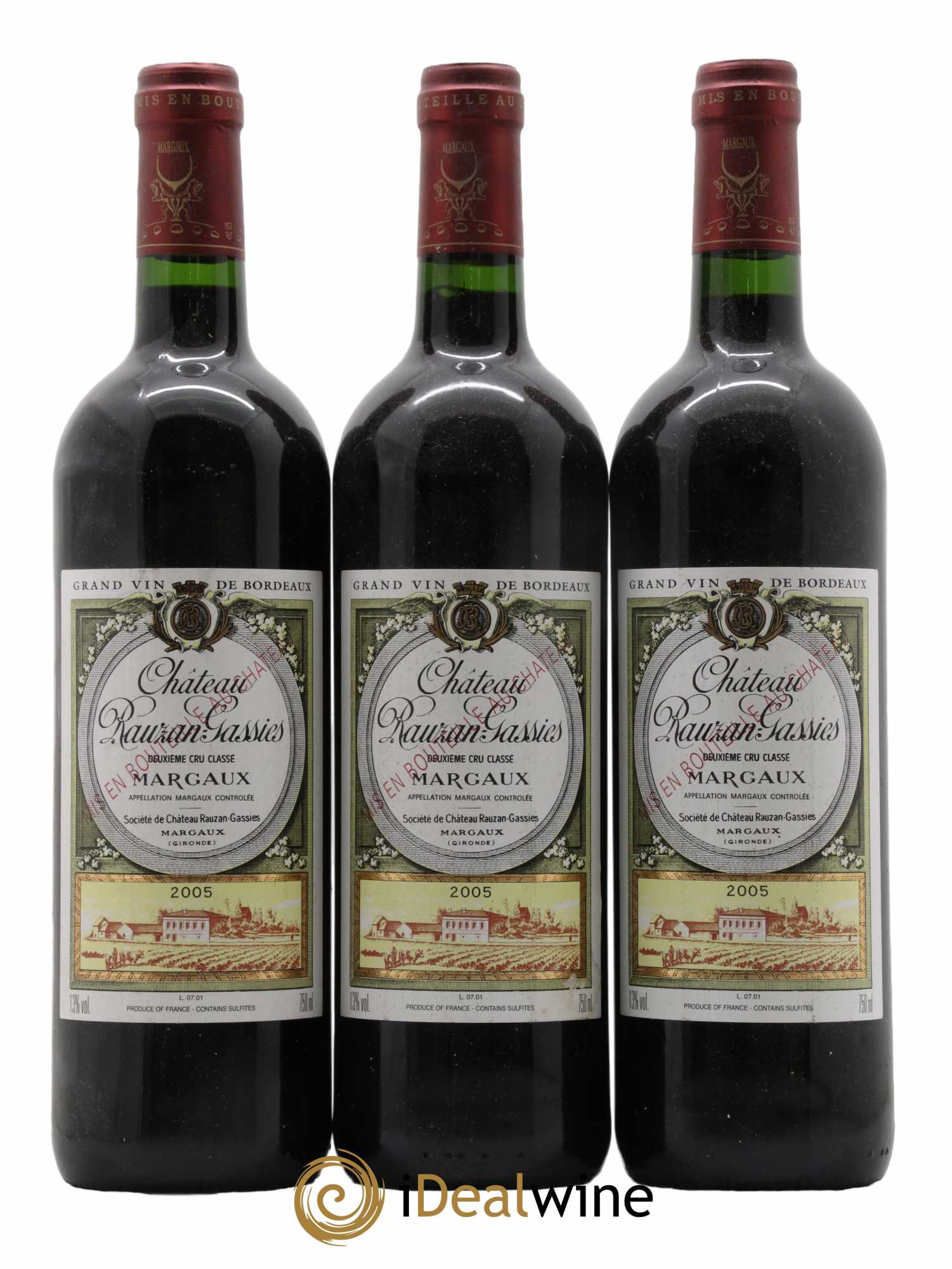 Château Rauzan-Gassies 2ème Grand Cru Classé 2005 - Lot de 3 bouteilles - 0