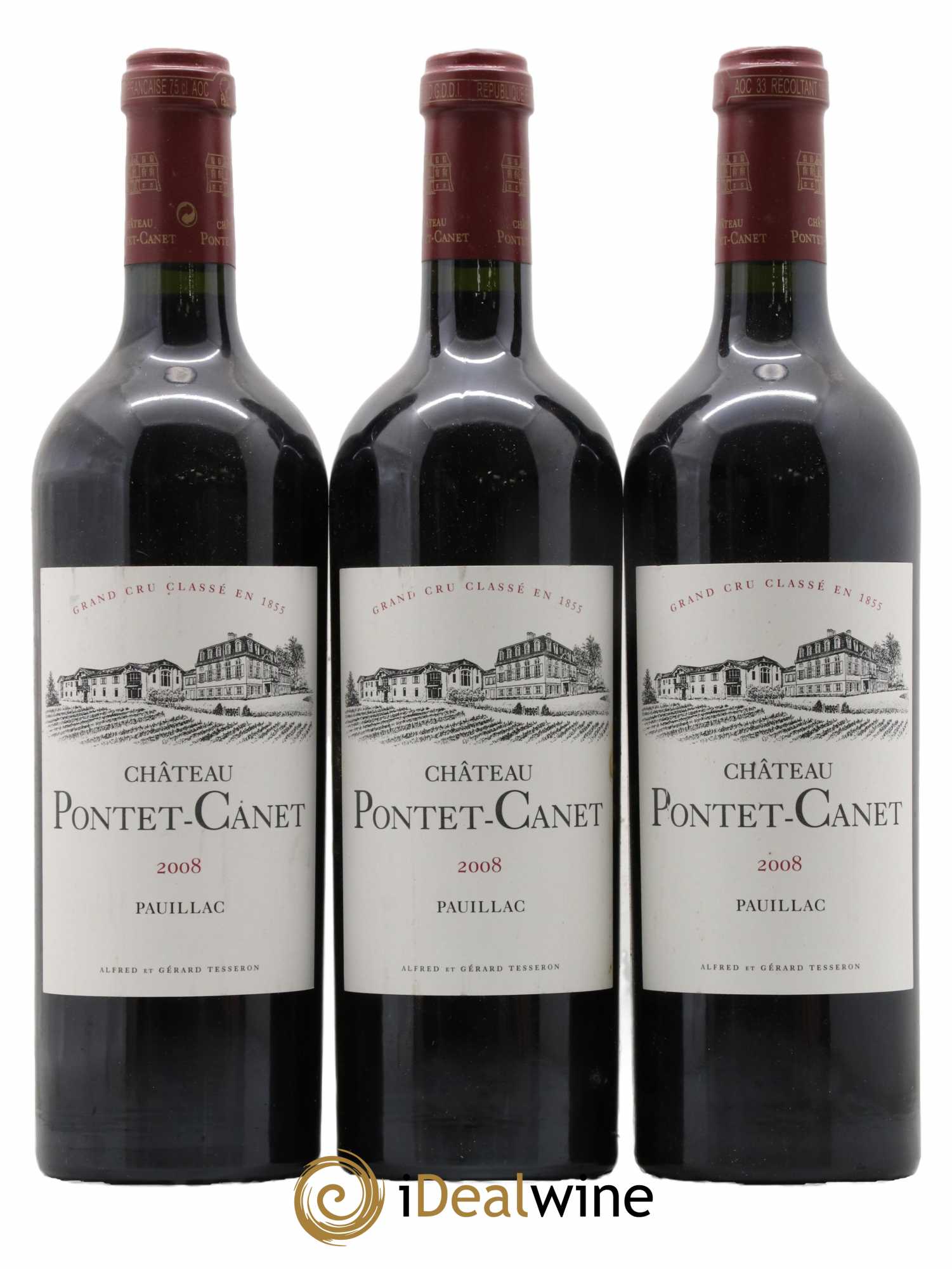 Château Pontet Canet 5ème Grand Cru Classé 2008 - Lot de 3 bouteilles - 0