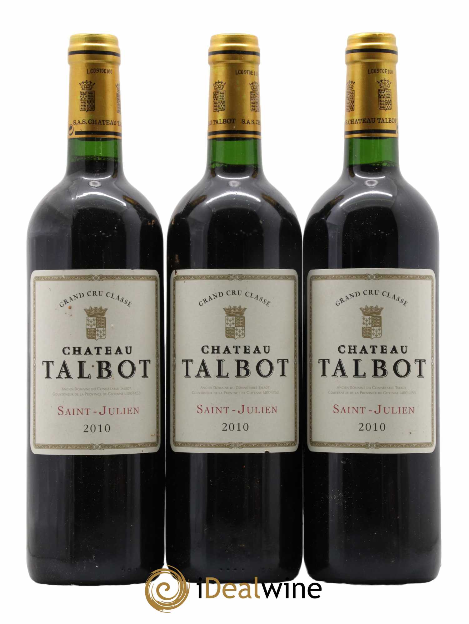 Château Talbot 4ème Grand Cru Classé 2010 - Lot de 3 bouteilles - 0