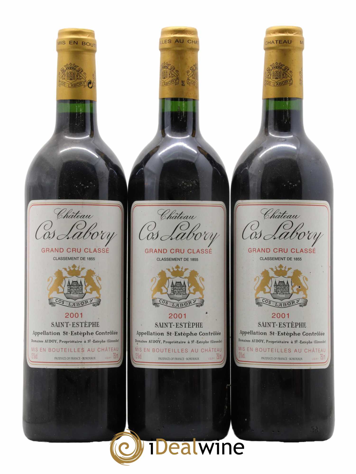 Château Cos Labory 5ème Grand Cru Classé 2001 - Lot de 3 bouteilles - 0