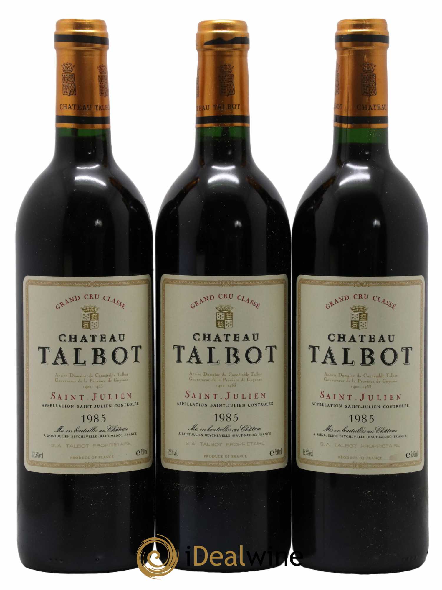 Château Talbot 4ème Grand Cru Classé 1985 - Lot de 3 bouteilles - 0