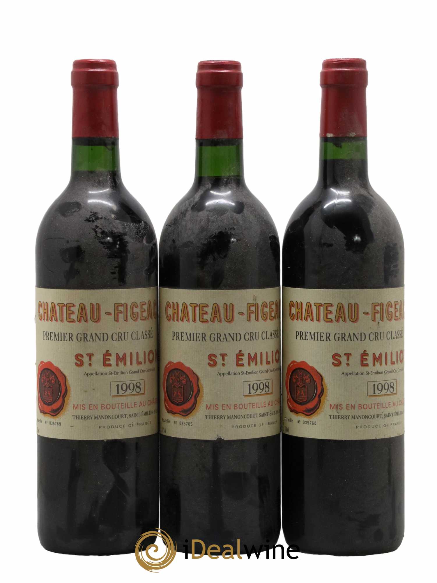 Château Figeac 1er Grand Cru Classé A 1998 - Lot de 3 bouteilles - 0