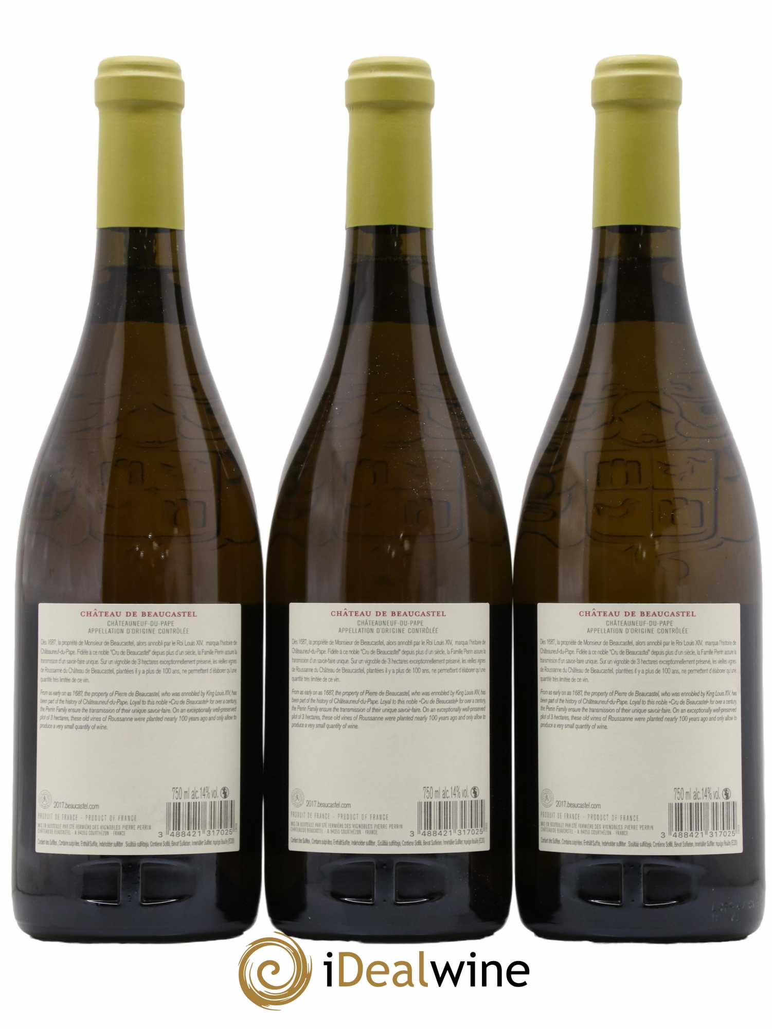 Châteauneuf-du-Pape Château de Beaucastel Vieilles vignes Roussanne Famille Perrin 2017 - Lot of 3 bottles - 1