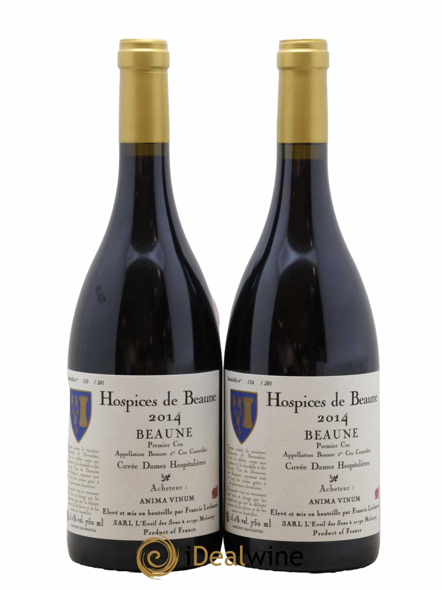 Beaune 1er Cru Cuvée Dames Hospitalières Hospices de Beaune Francis Lechauve 2014 - Lot de 2 bouteilles - 0