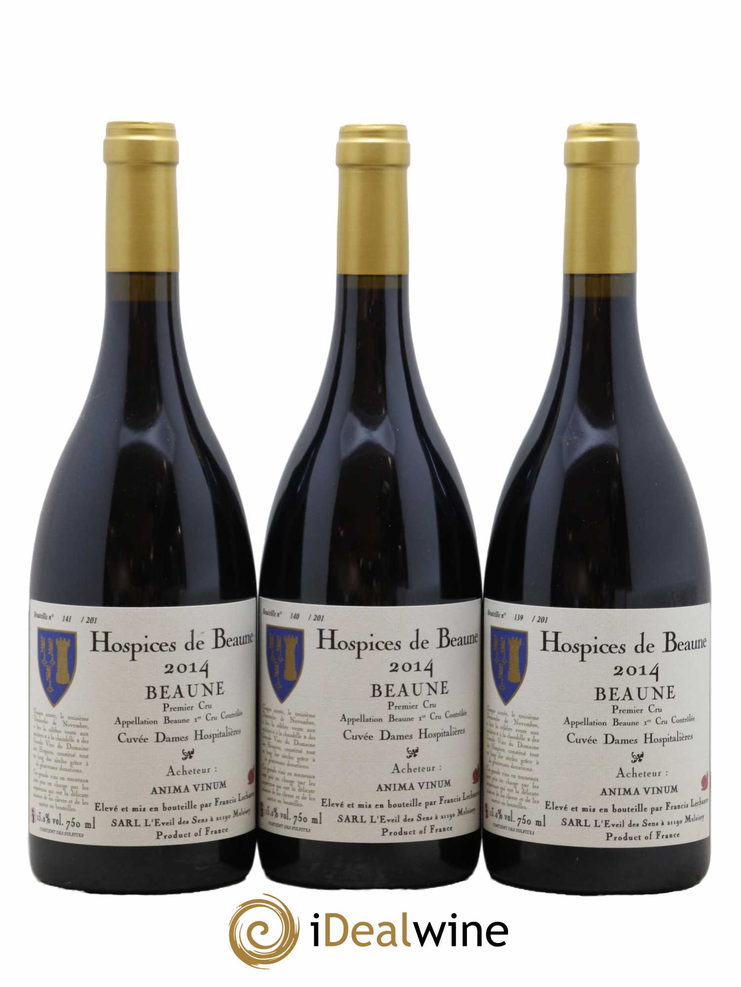 Beaune 1er Cru Cuvée Dames Hospitalières Hospices de Beaune Francis Lechauve 2014 - Lot de 3 bouteilles - 0