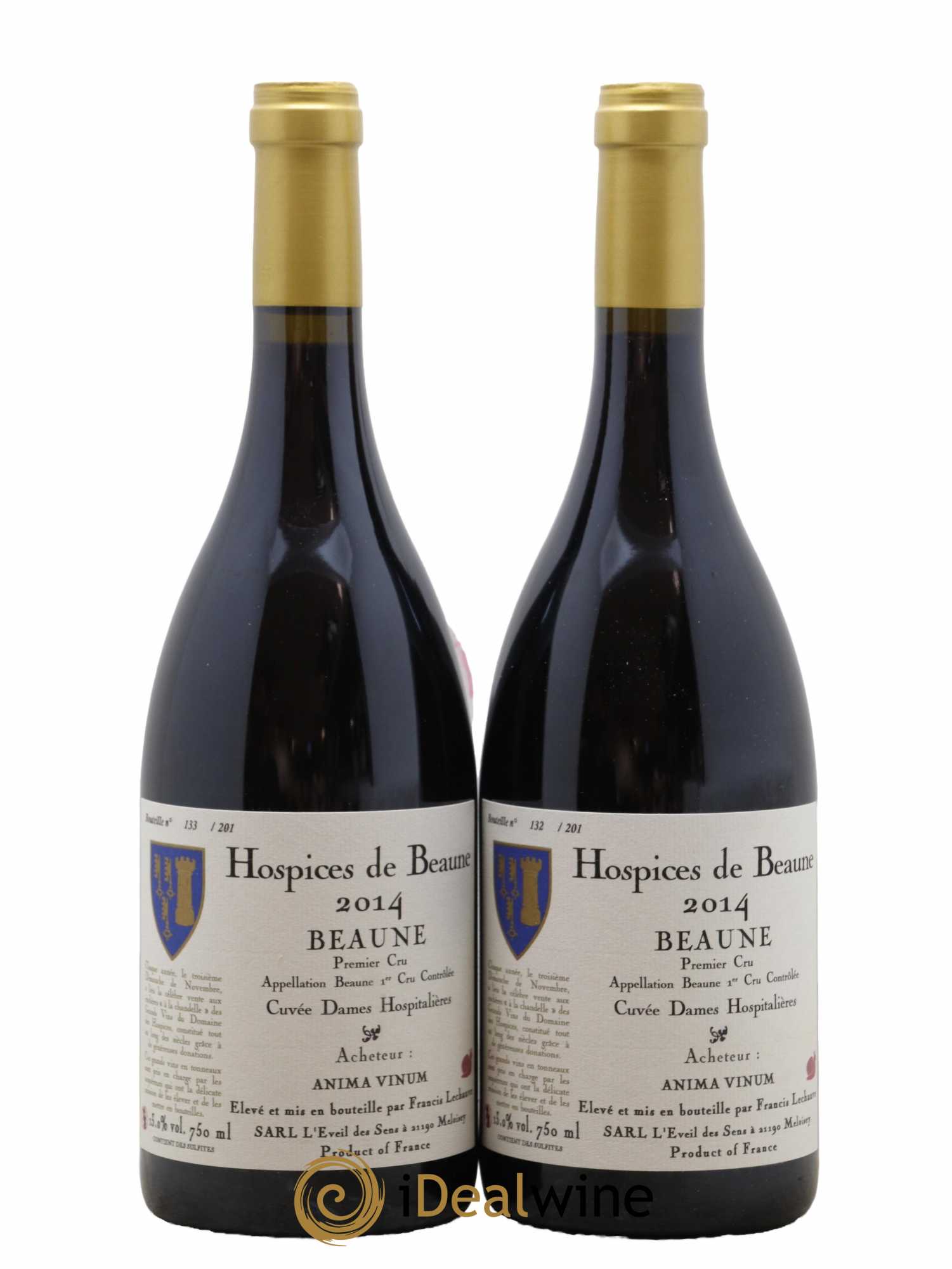 Beaune 1er Cru Cuvée Dames Hospitalières Hospices de Beaune Francis Lechauve 2014 - Lot de 2 bouteilles - 0