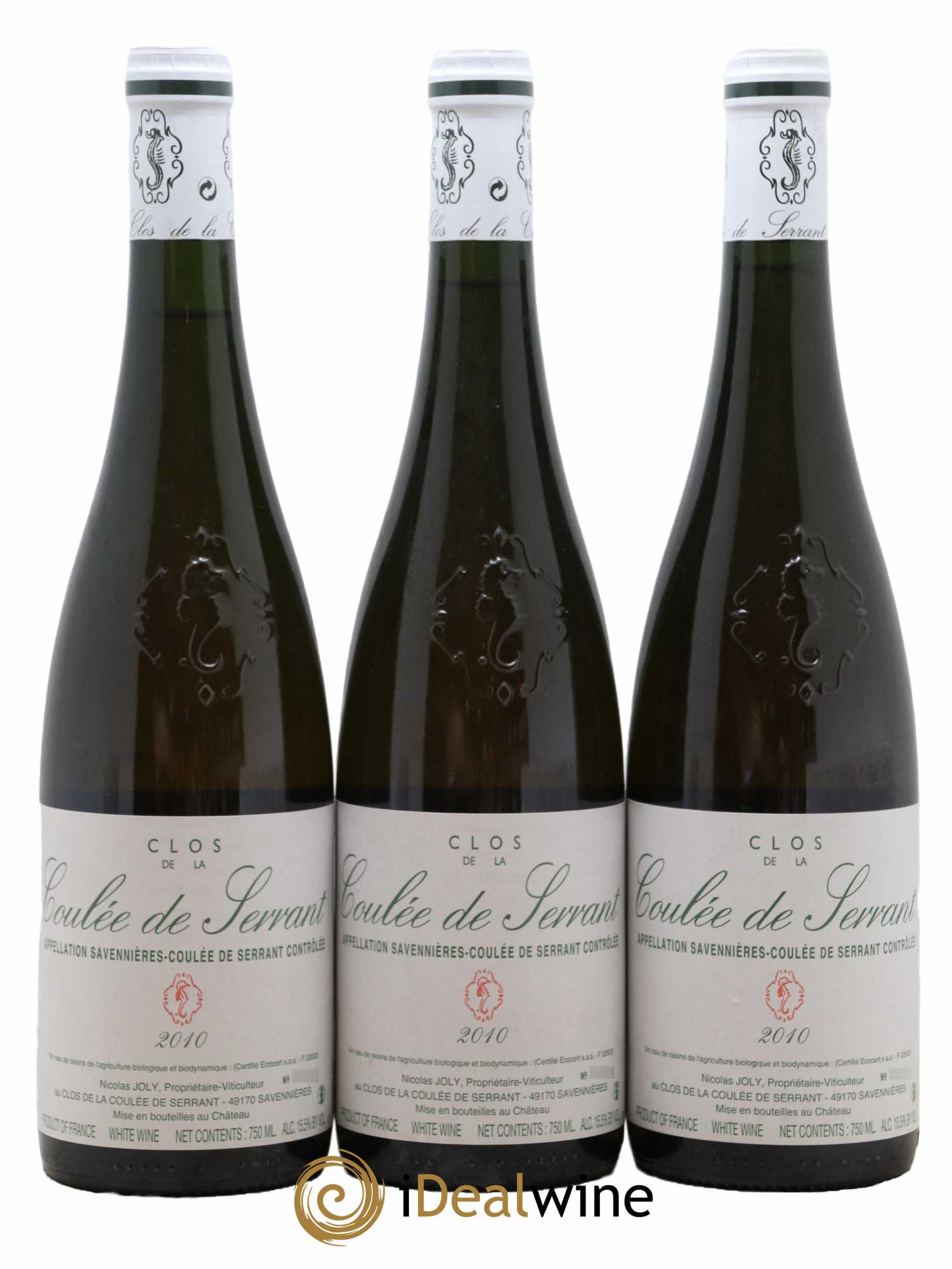 Savennières Clos de la Coulée de Serrant Vignobles de la Coulée de Serrant - Nicolas Joly 2010 - Lot de 3 bouteilles - 0