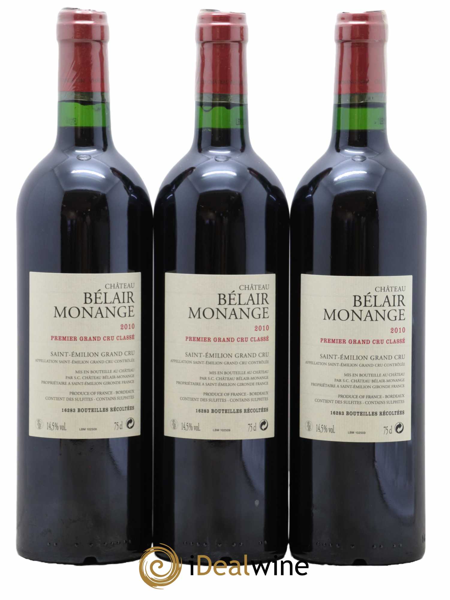 Château Belair (Belair-Monange) 1er Grand Cru Classé B 2010 - Lot de 3 bouteilles - 1