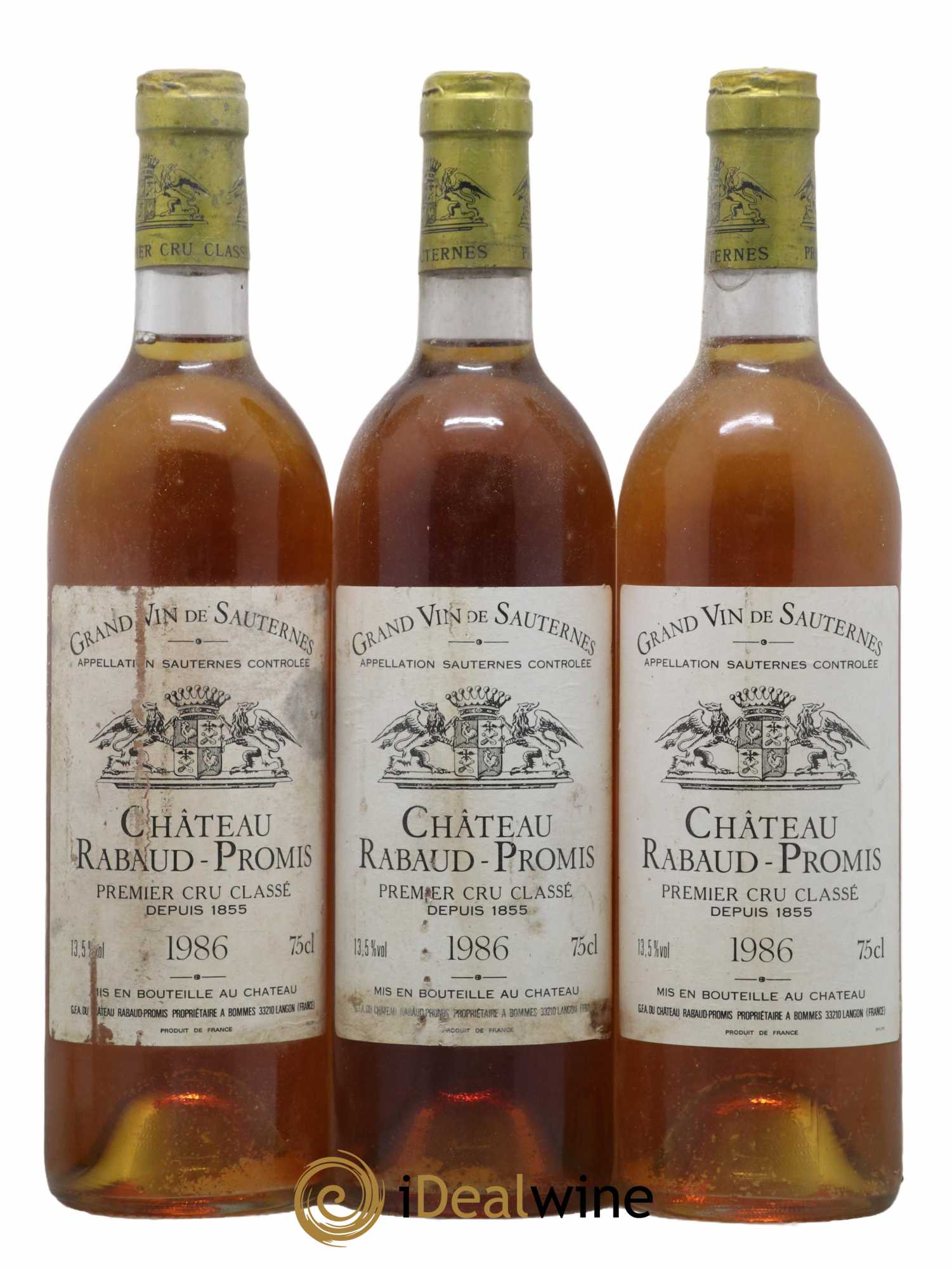 Château Rabaud Promis 1er Grand Cru Classé 1986 - Lot of 3 bottles - 0