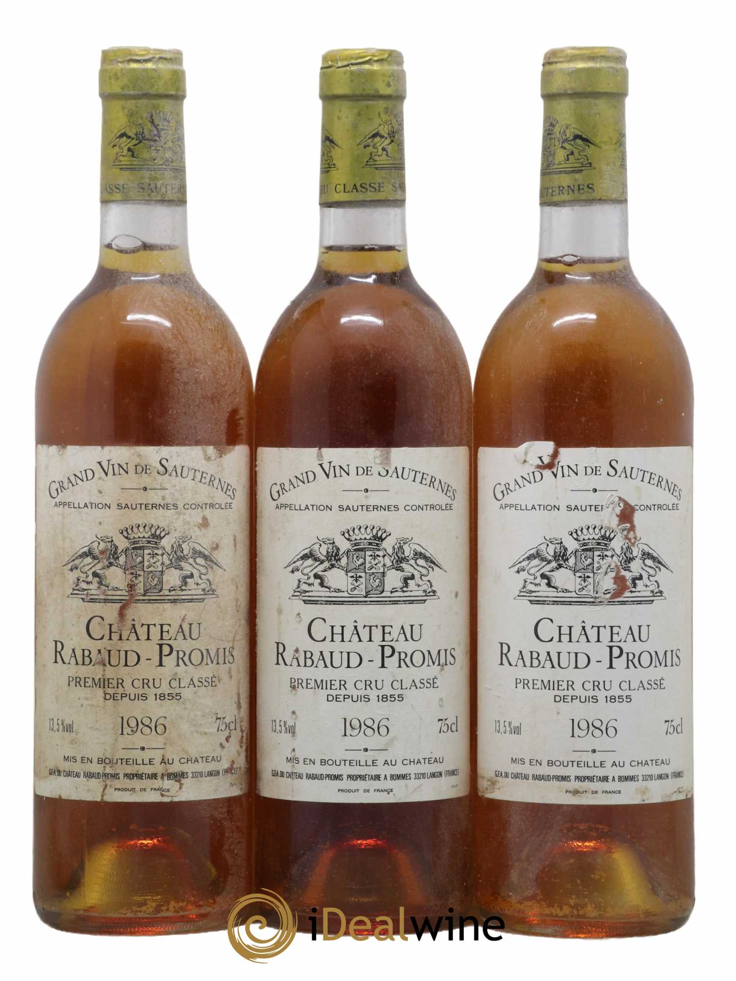 Château Rabaud Promis 1er Grand Cru Classé 1986 - Lot of 3 bottles - 0