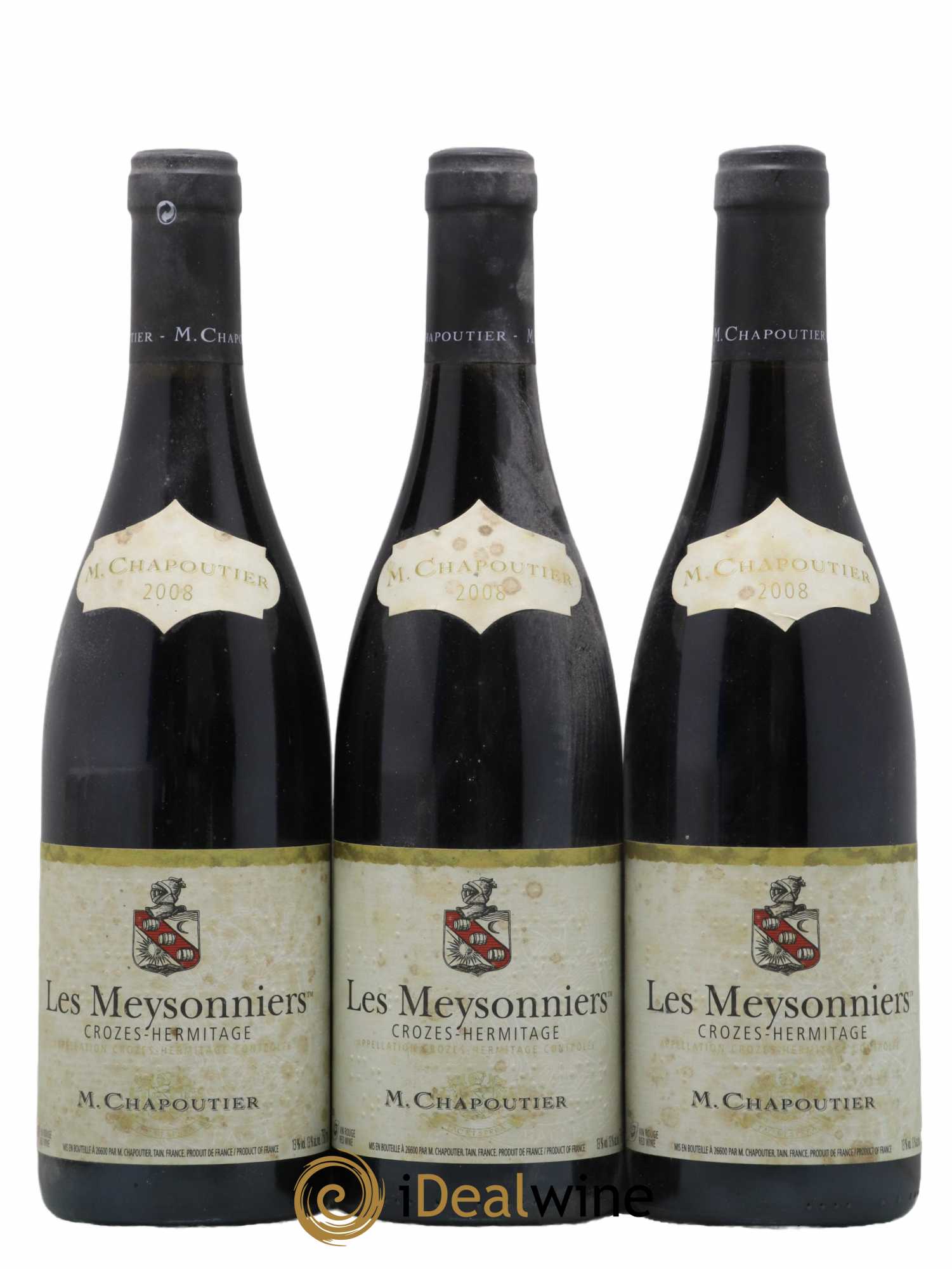 Crozes-Hermitage Les Meysonniers Chapoutier 2008 - Lot of 3 bottles - 0