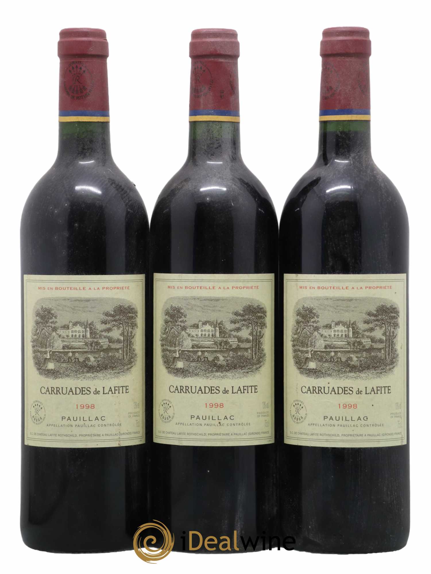 Carruades de Lafite Rothschild Second Vin 1998 - Lot de 3 bouteilles - 0