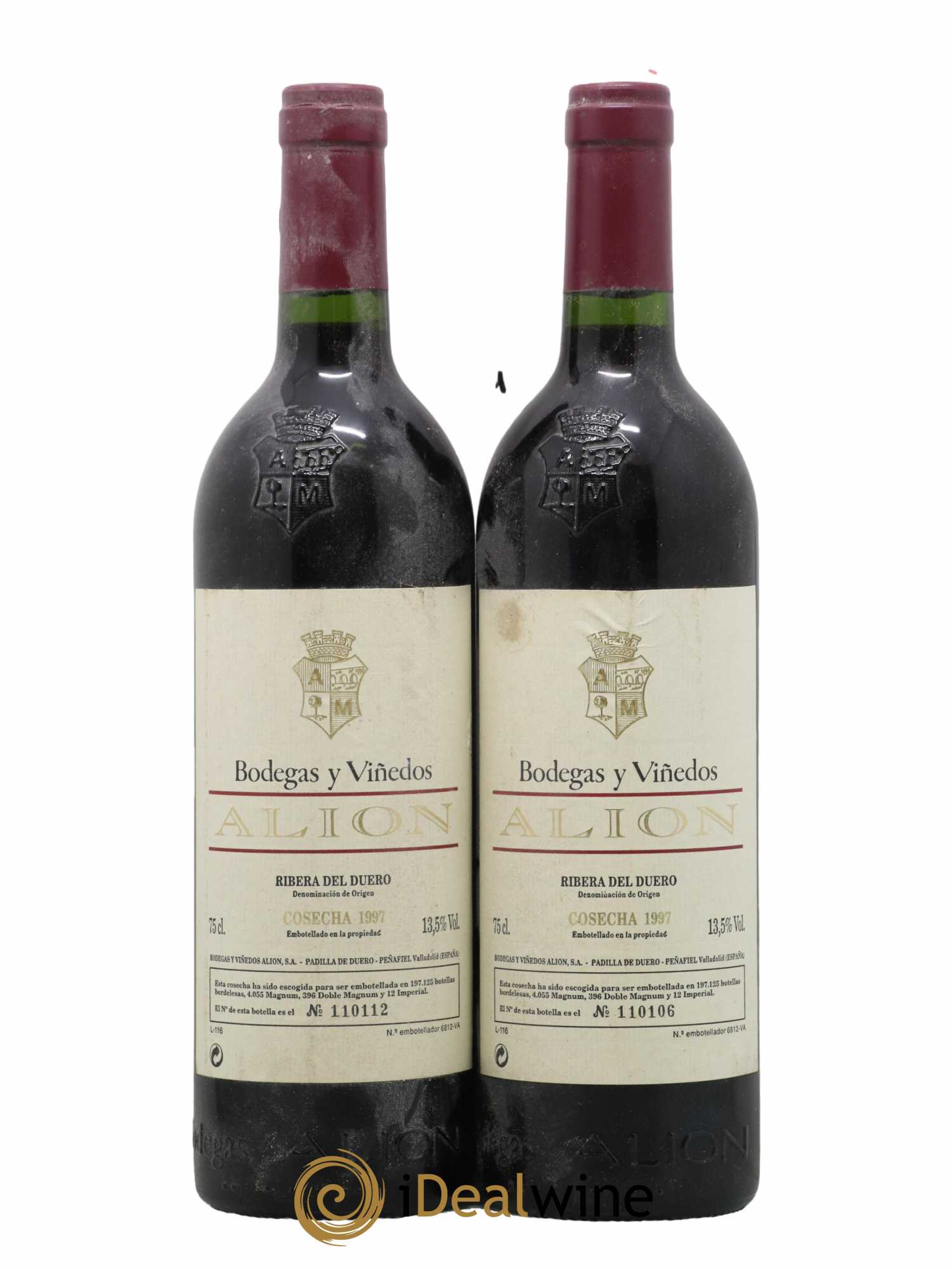 Ribera Del Duero DO Vega Sicilia Alion Famille Alvarez 1997 - Lot de 2 bouteilles - 0
