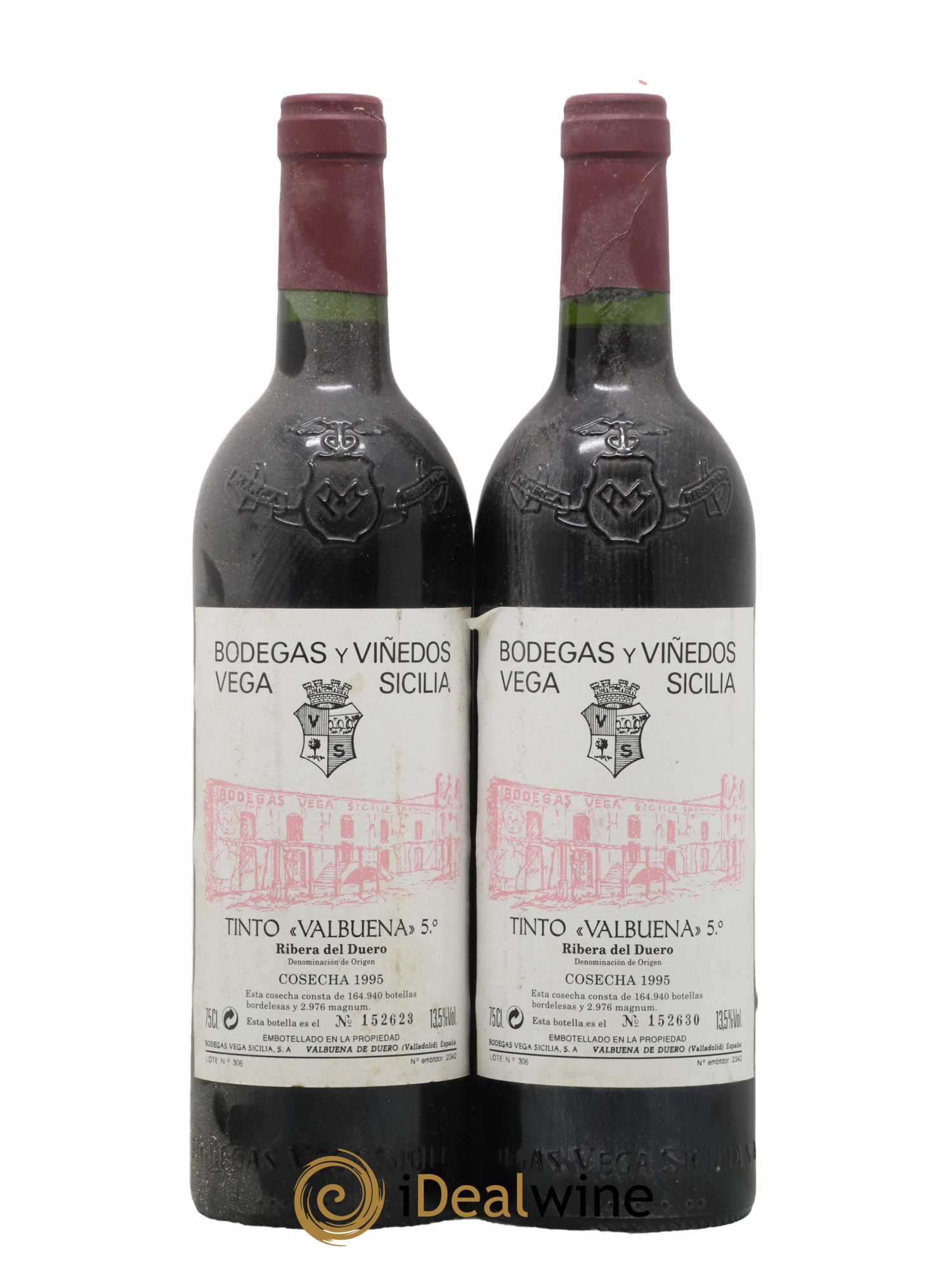Ribera Del Duero DO Vega Sicilia Valbuena 5 ano Famille Alvarez 1995 - Lot de 2 bouteilles - 0