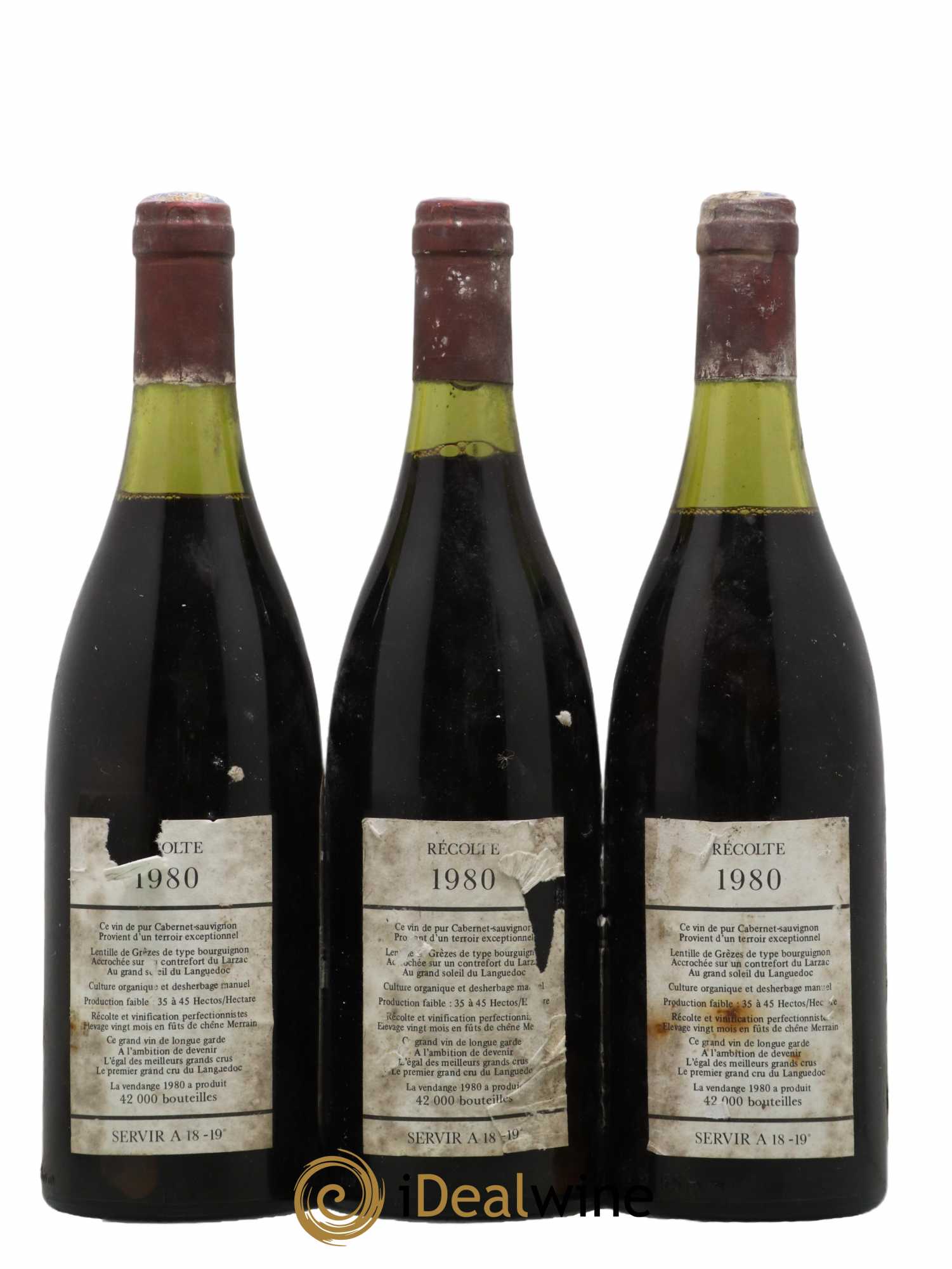 Saint-Guilhem-le-Désert - Cité d'Aniane Mas Daumas Gassac Famille Guibert de La Vaissière 1980 - Lot of 3 bottles - 1