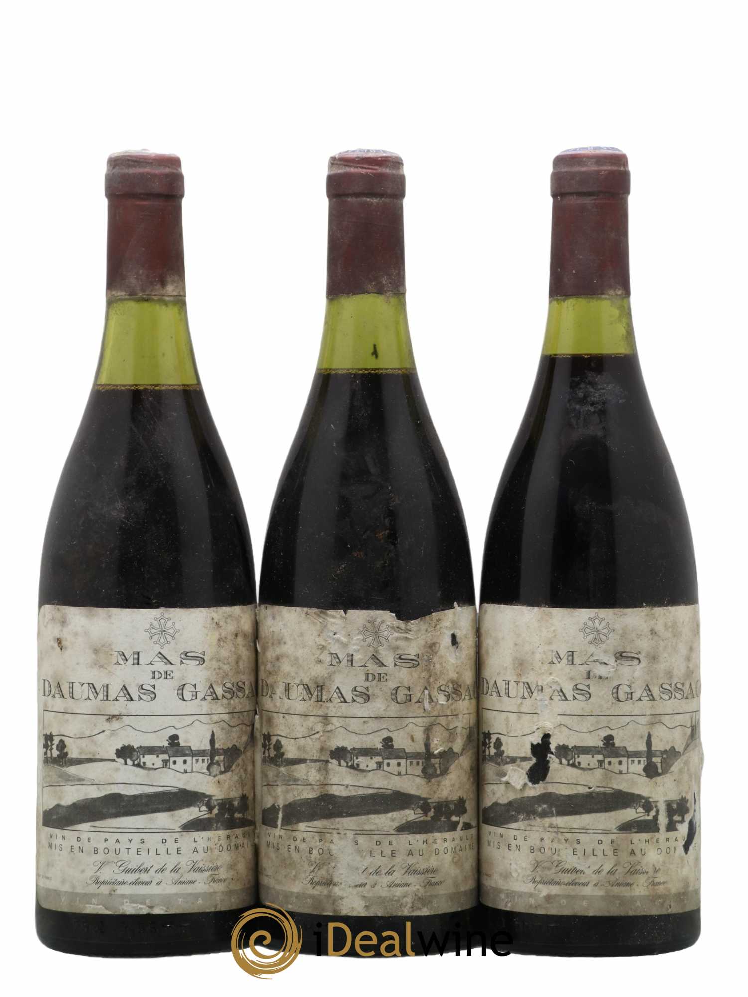 Saint-Guilhem-le-Désert - Cité d'Aniane Mas Daumas Gassac Famille Guibert de La Vaissière 1980 - Lot of 3 bottles - 0