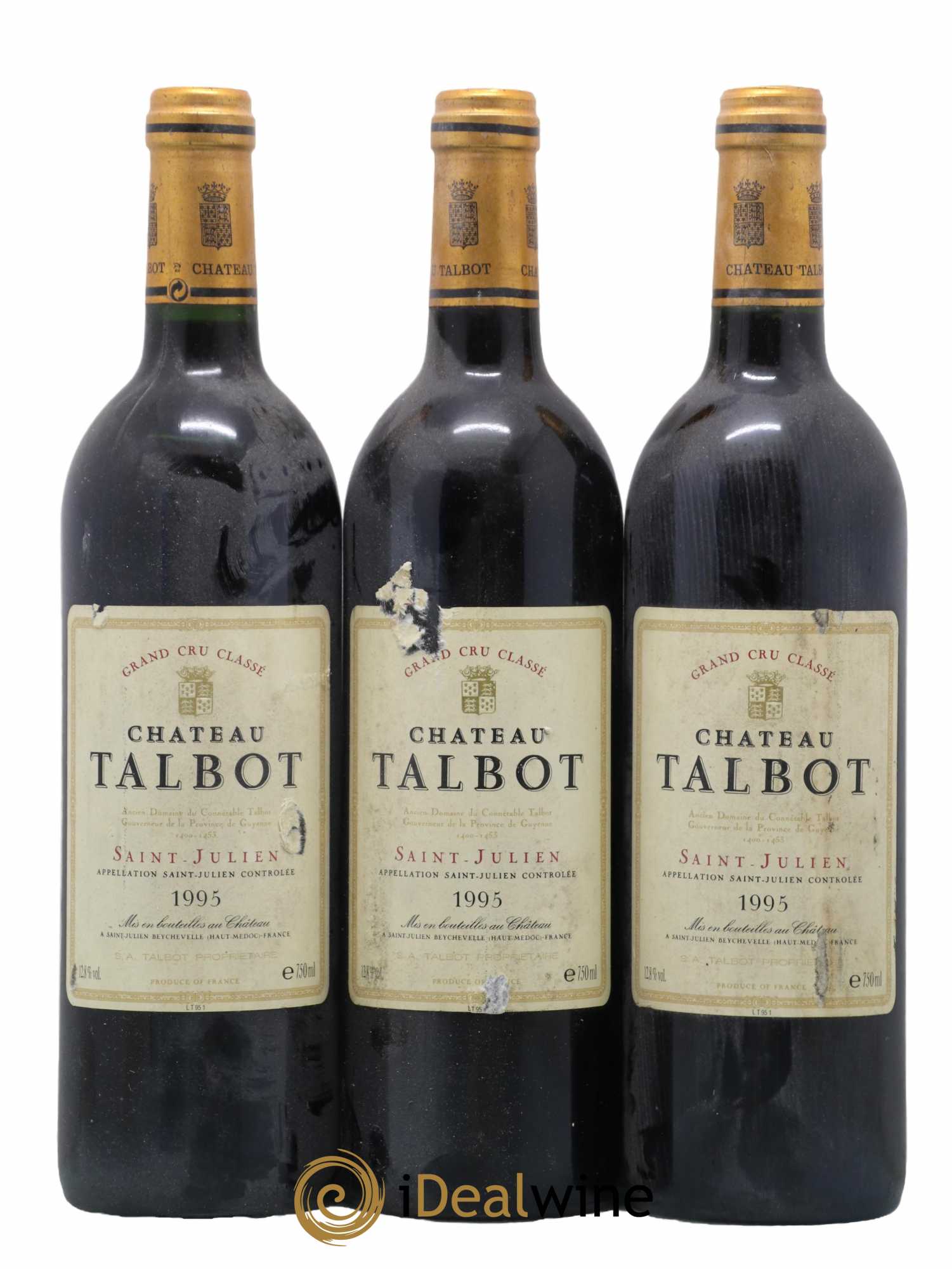 Château Talbot 4ème Grand Cru Classé 1995 - Lot de 3 bouteilles - 0