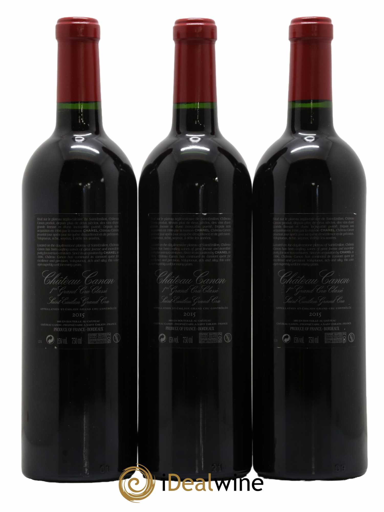Château Canon 1er Grand Cru Classé B 2015 - Lot de 3 bouteilles - 1