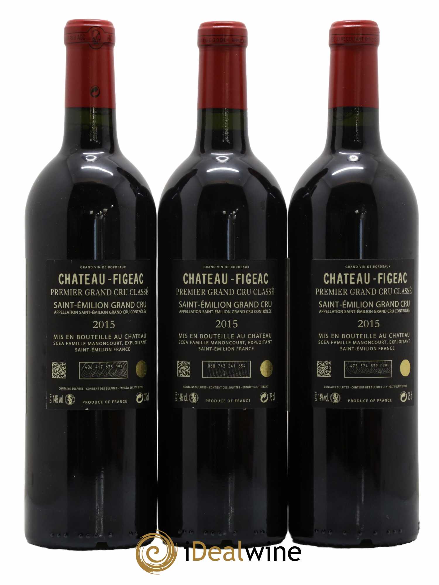 Château Figeac 1er Grand Cru Classé A 2015 - Lot of 3 bottles - 1