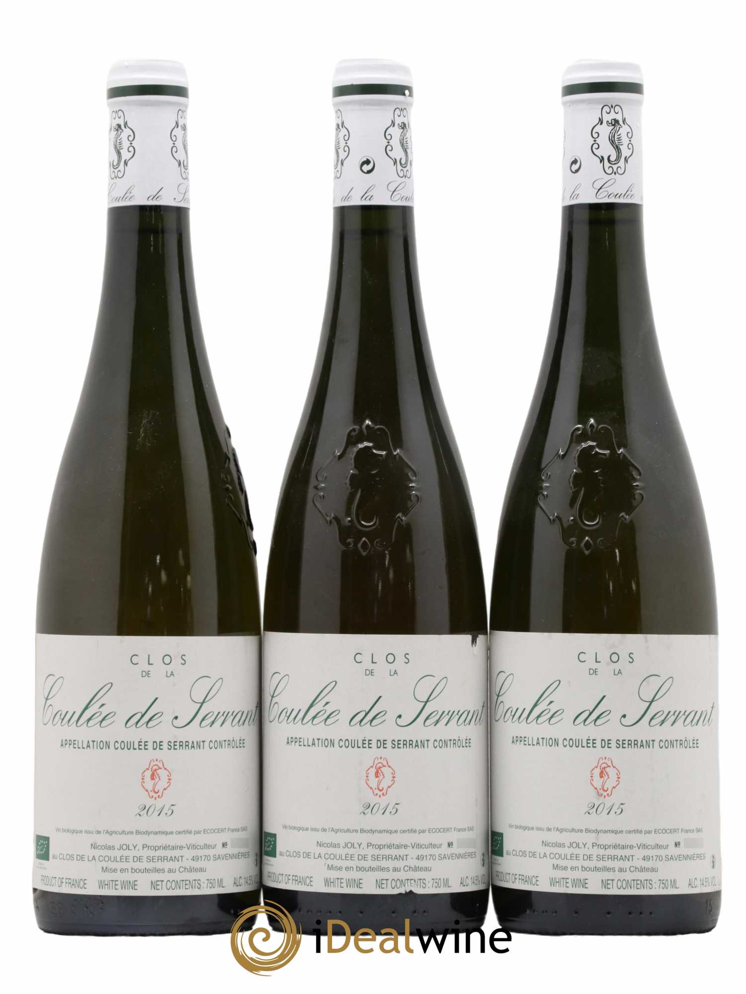 Savennières Vignobles de la Coulée de Serrant - Nicolas Joly 2015 - Lot de 3 bouteilles - 0