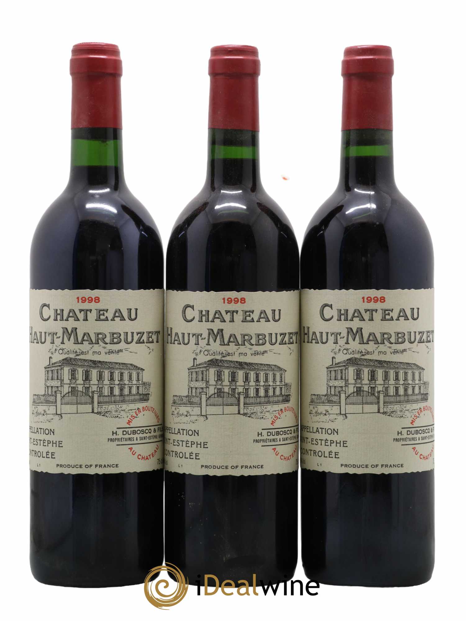 Château Haut Marbuzet 1998 - Lot of 3 bottles - 0