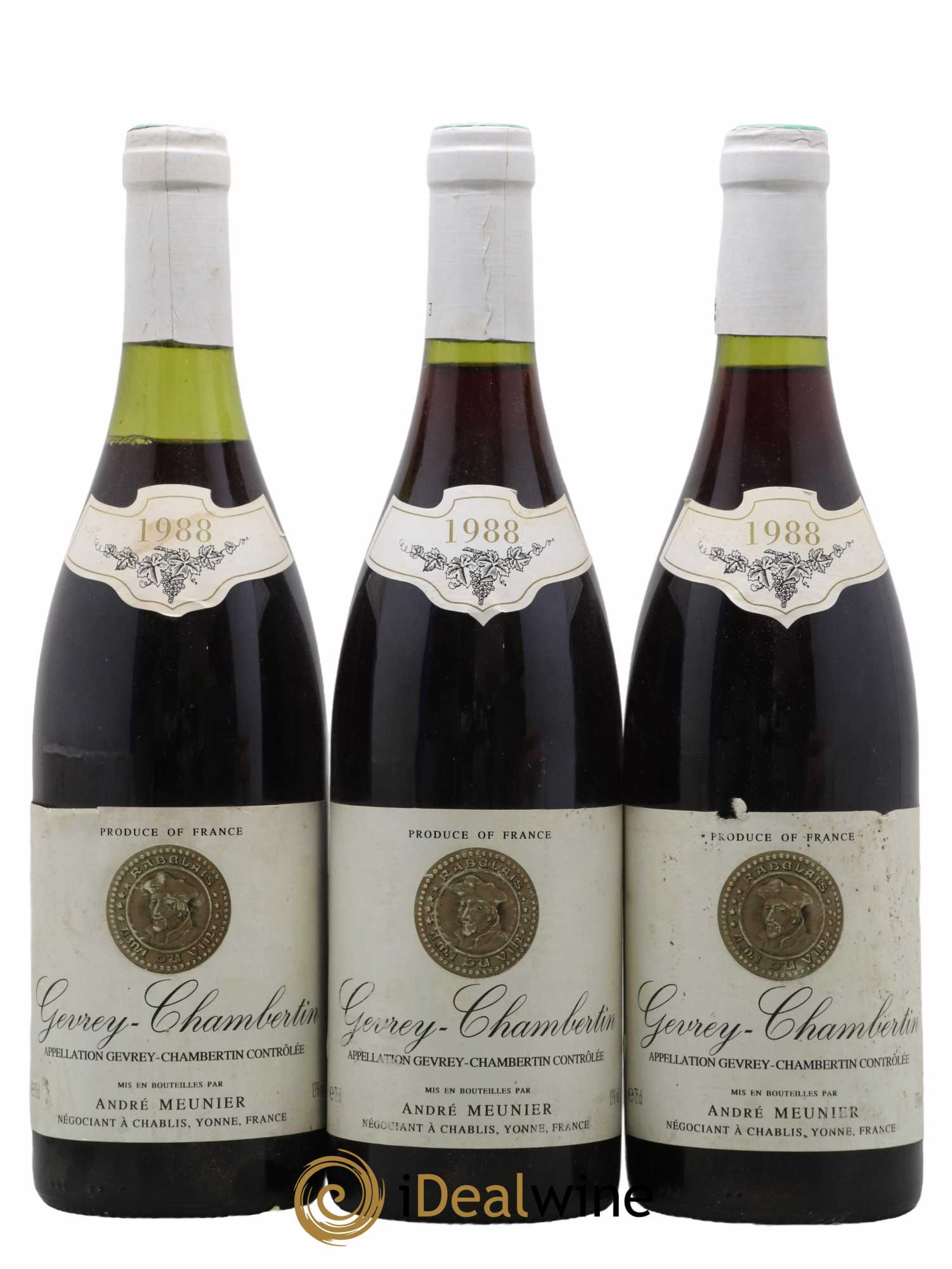 Gevrey-Chambertin André Meunier 1988 - Lot of 3 bottles - 0
